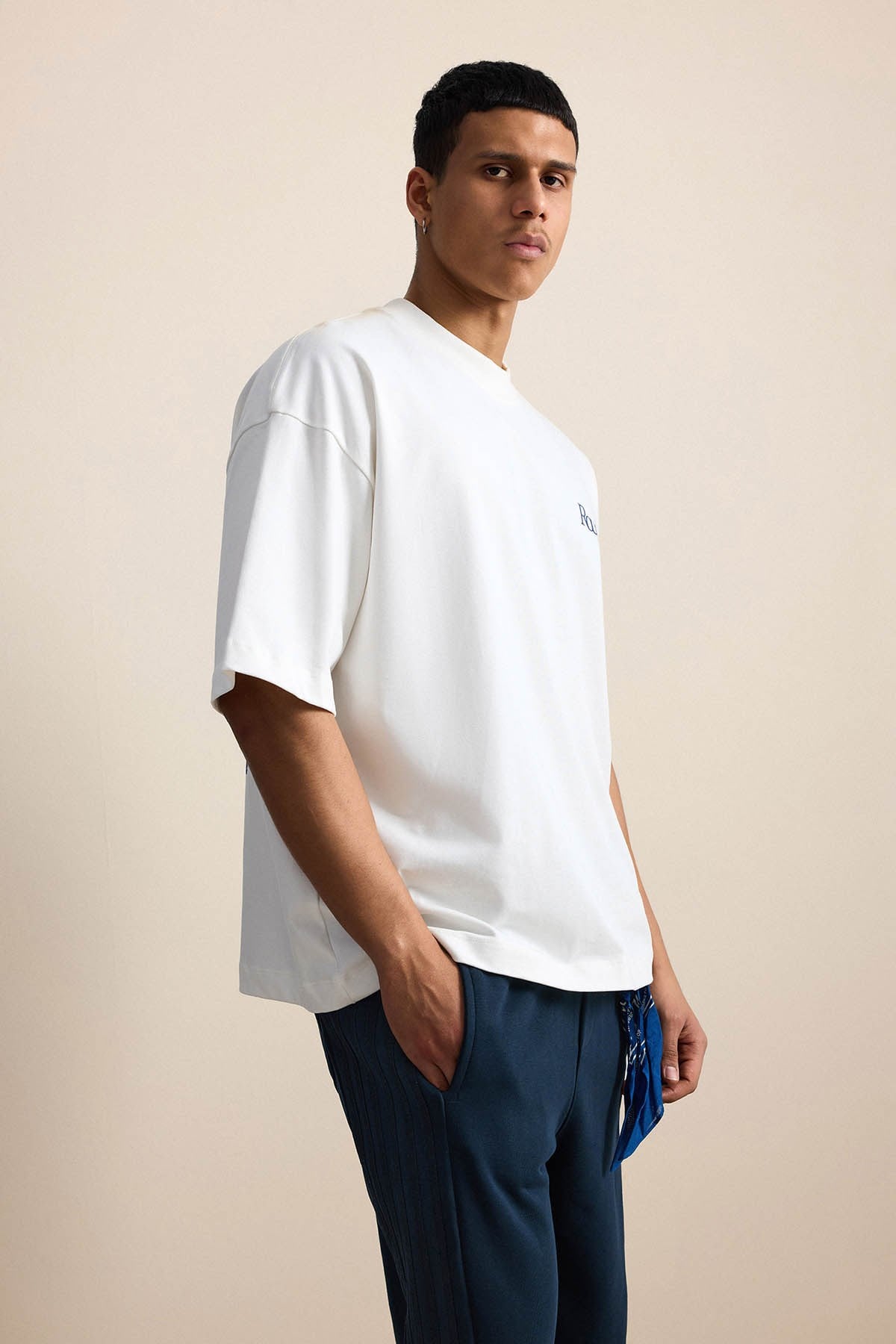 Erkek Süper Oversize Antik Figür Baskılı Premium T-Shirt Ekru
