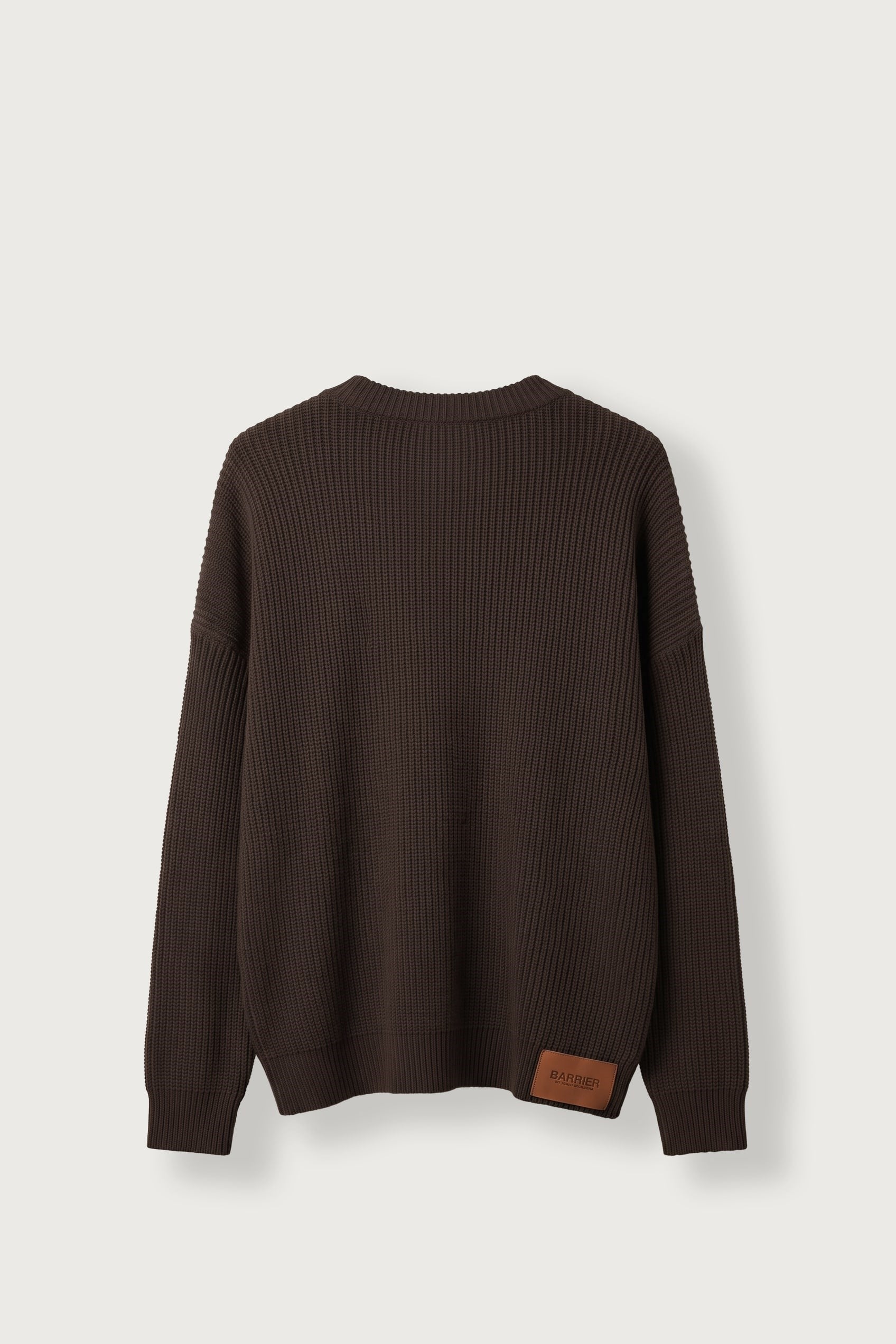 Erkek Super Oversize Henley Yaka Triko Kazak Kahverengi