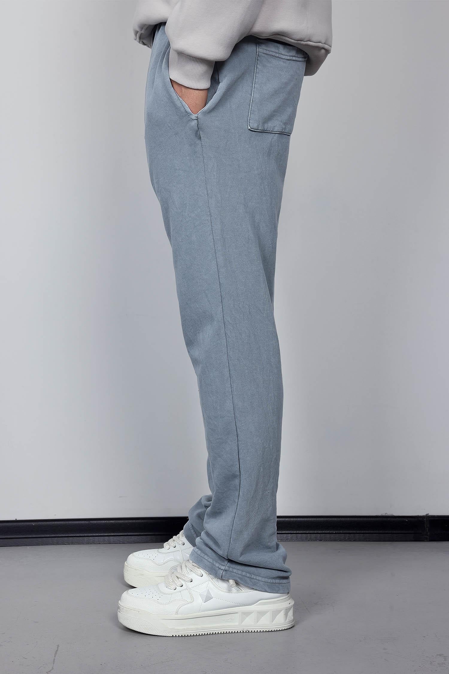Erkek Yıkamalı Baggy Fit Eşofman Gri