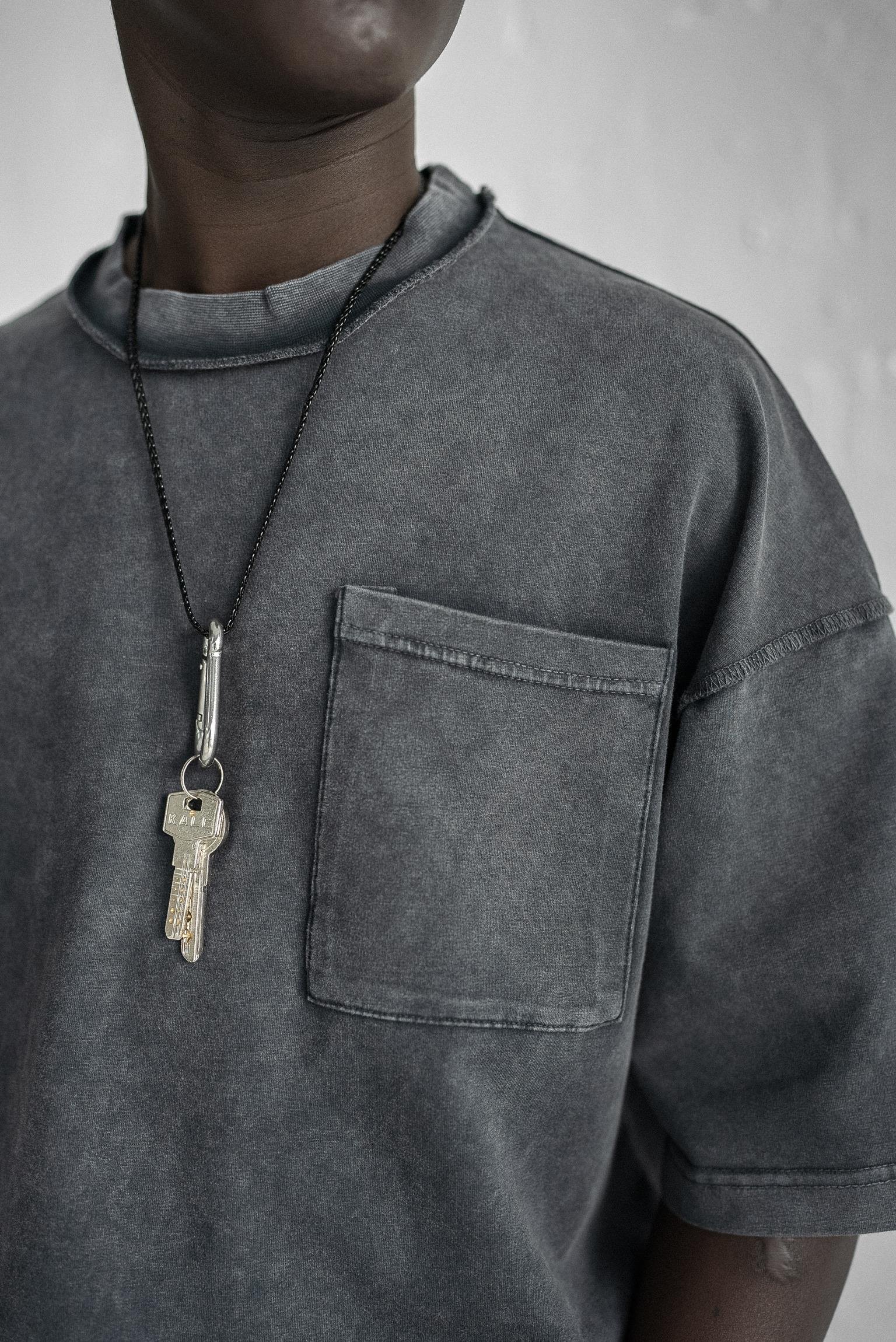Erkek Yıkamalı Dikiş Detaylı Oversize T-Shirt Siyah