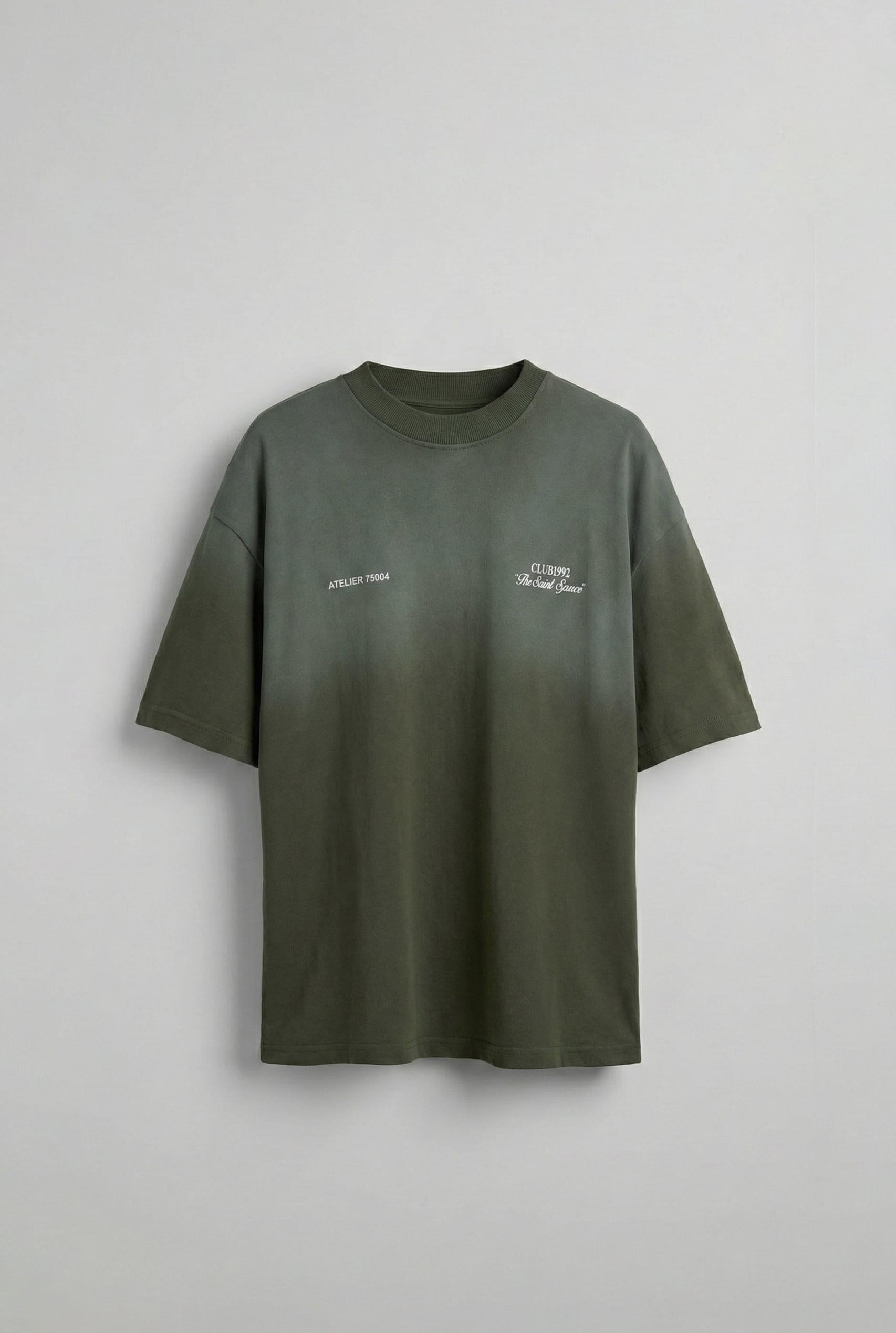Erkek Yıkamalı Premium Kumaş Oversize T-Shirt Yeşil