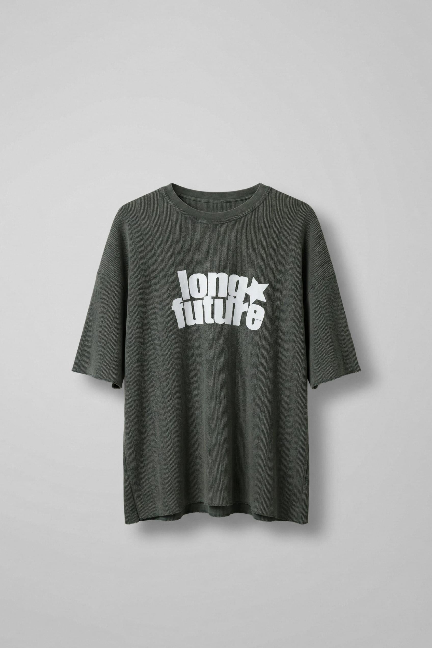 Erkek Yıkamalı Ribana Kumaş Oversize T-Shirt Haki Yeşil