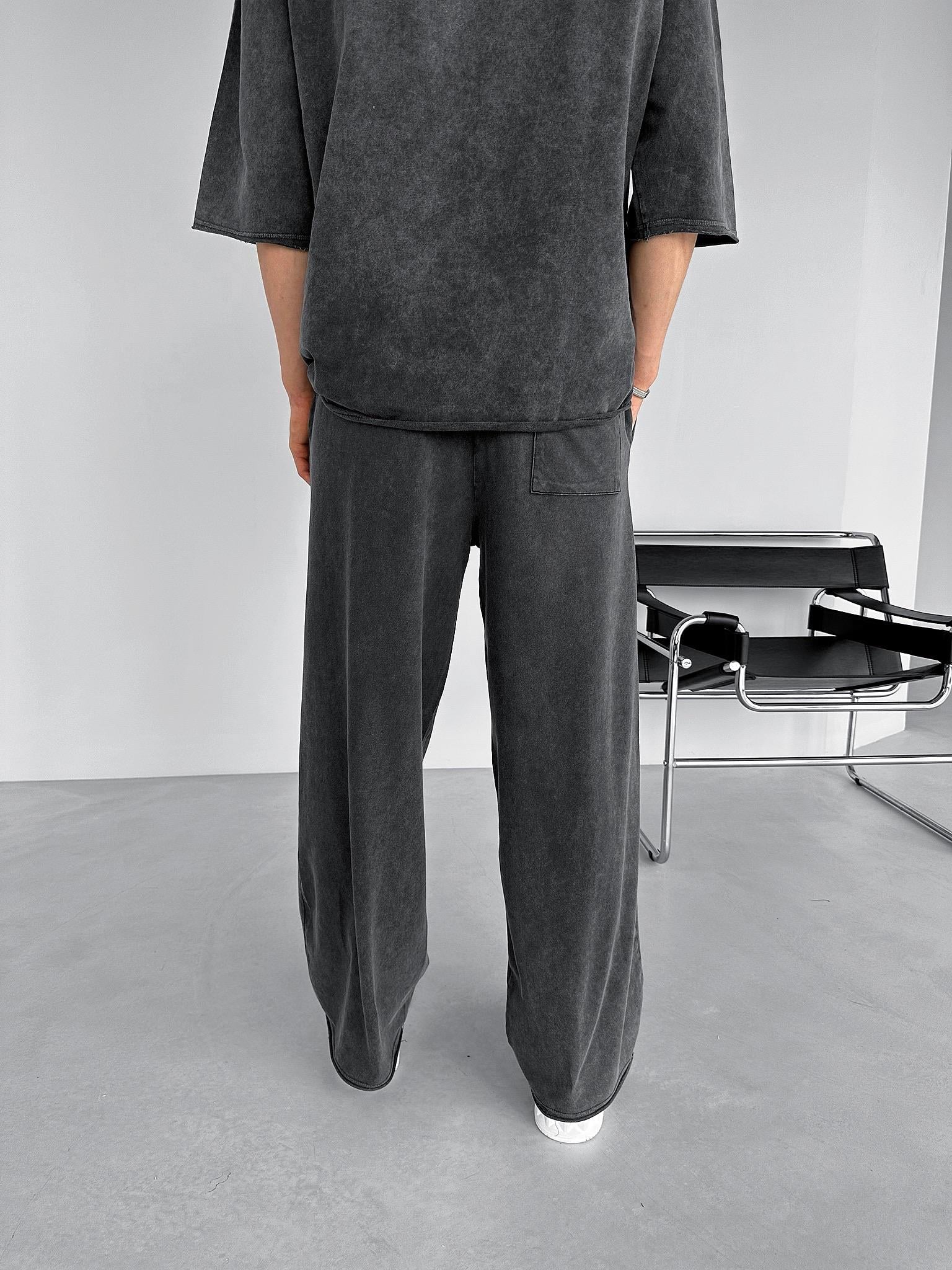 Extra Baggy Fit Ters Dikiş Detaylı Ve Yıkamalı Eşofman Antrasit