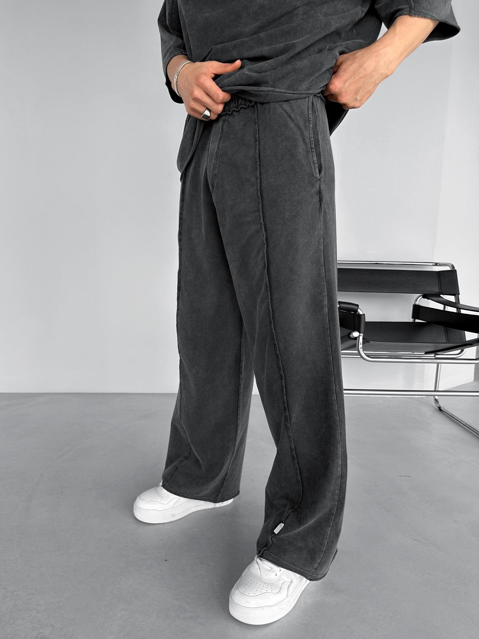 Extra Baggy Fit Ters Dikiş Detaylı Ve Yıkamalı Eşofman Antrasit