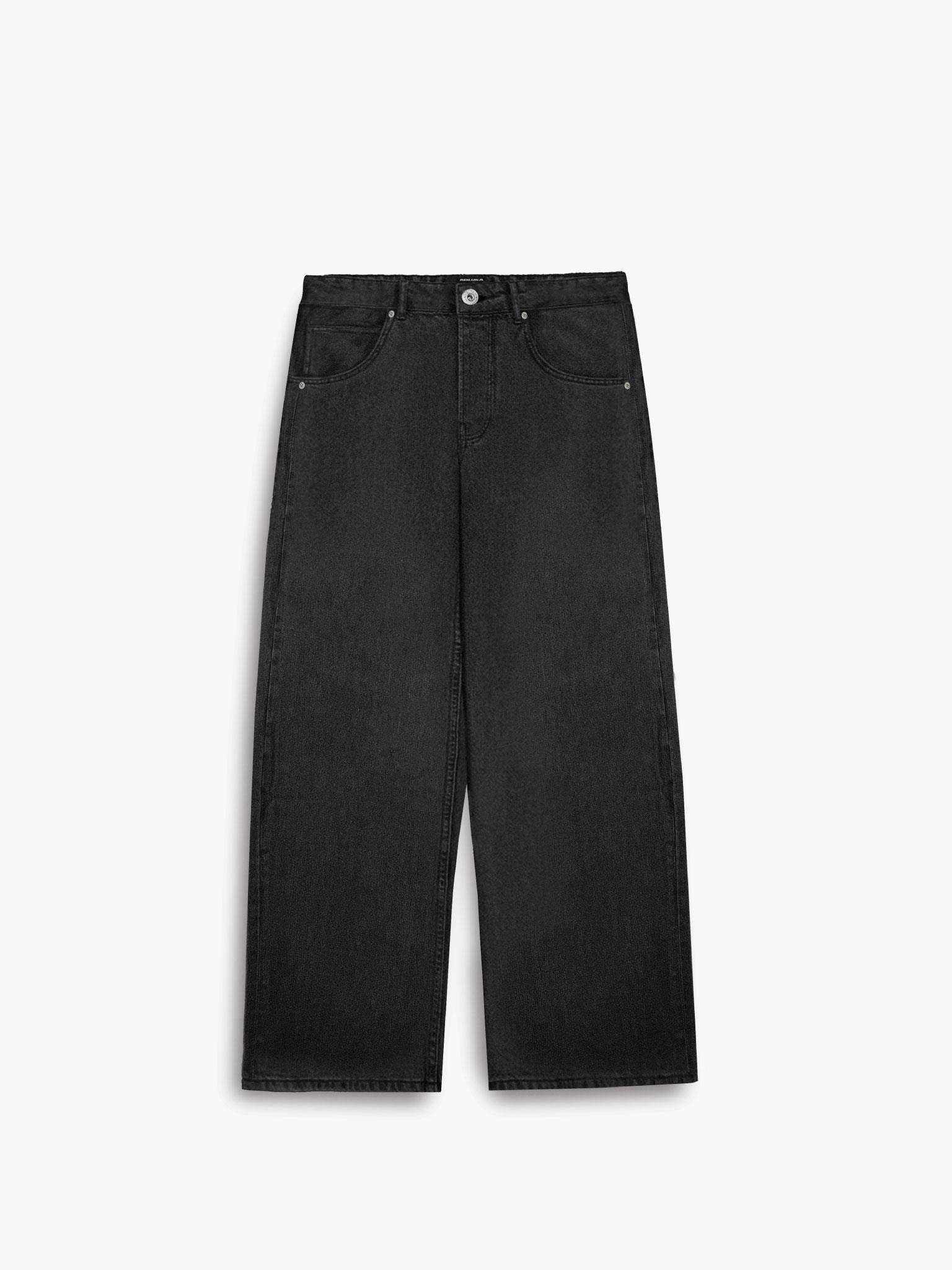 Extra Baggy Fit Yıkamalı Jean Siyah