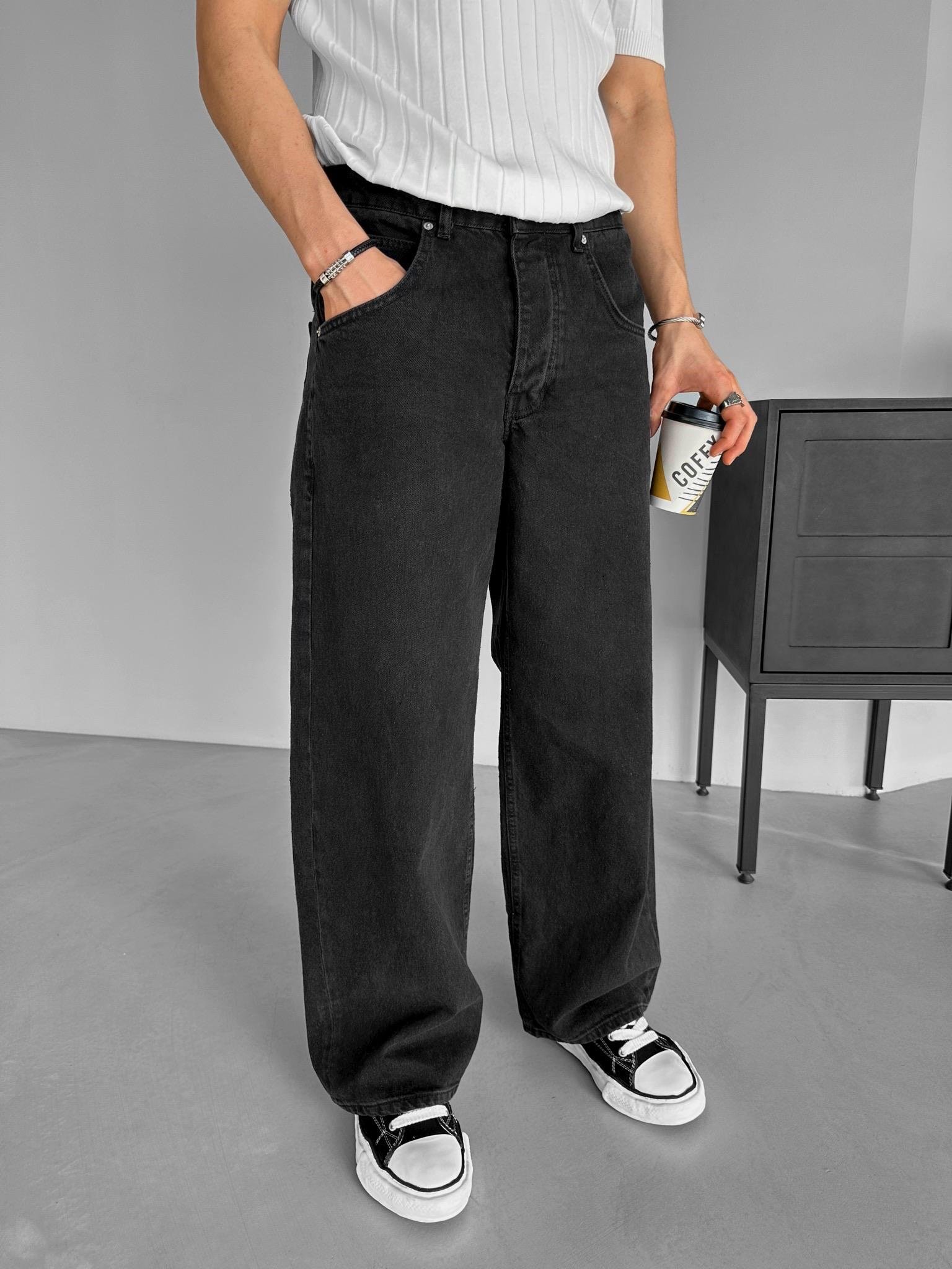Extra Baggy Fit Yıkamalı Jean Siyah