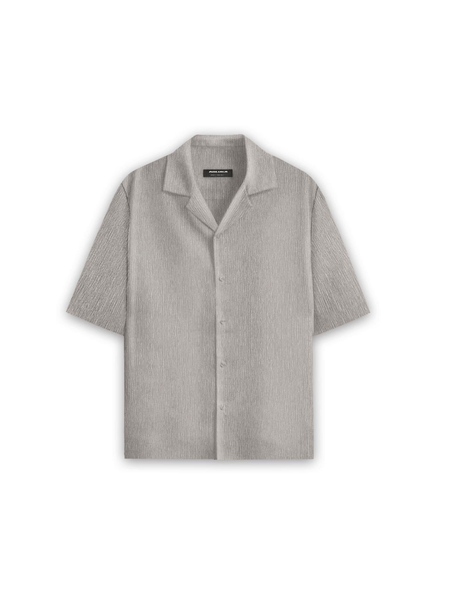 Long Fit Gofre Kumaş Esnek Küba Yaka Gömlek Bej