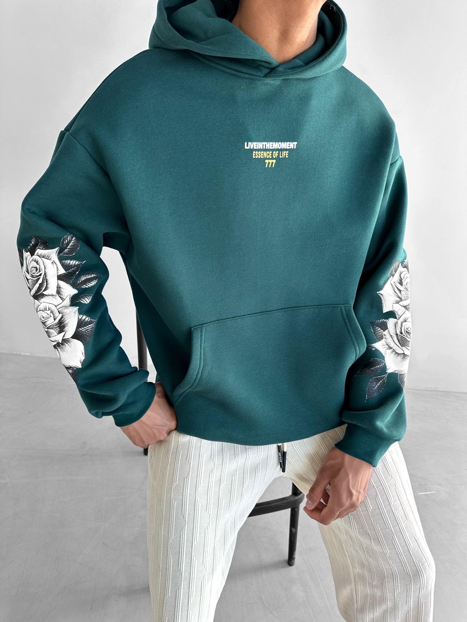 Oversize 777 Baskılı Sweatshirt Yeşil