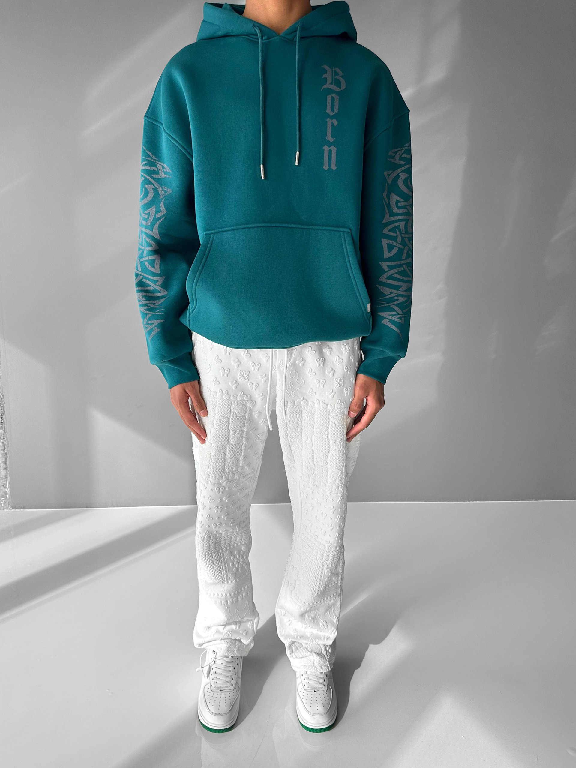 Oversize 'Again' Baskılı Sweatshirt Yeşil