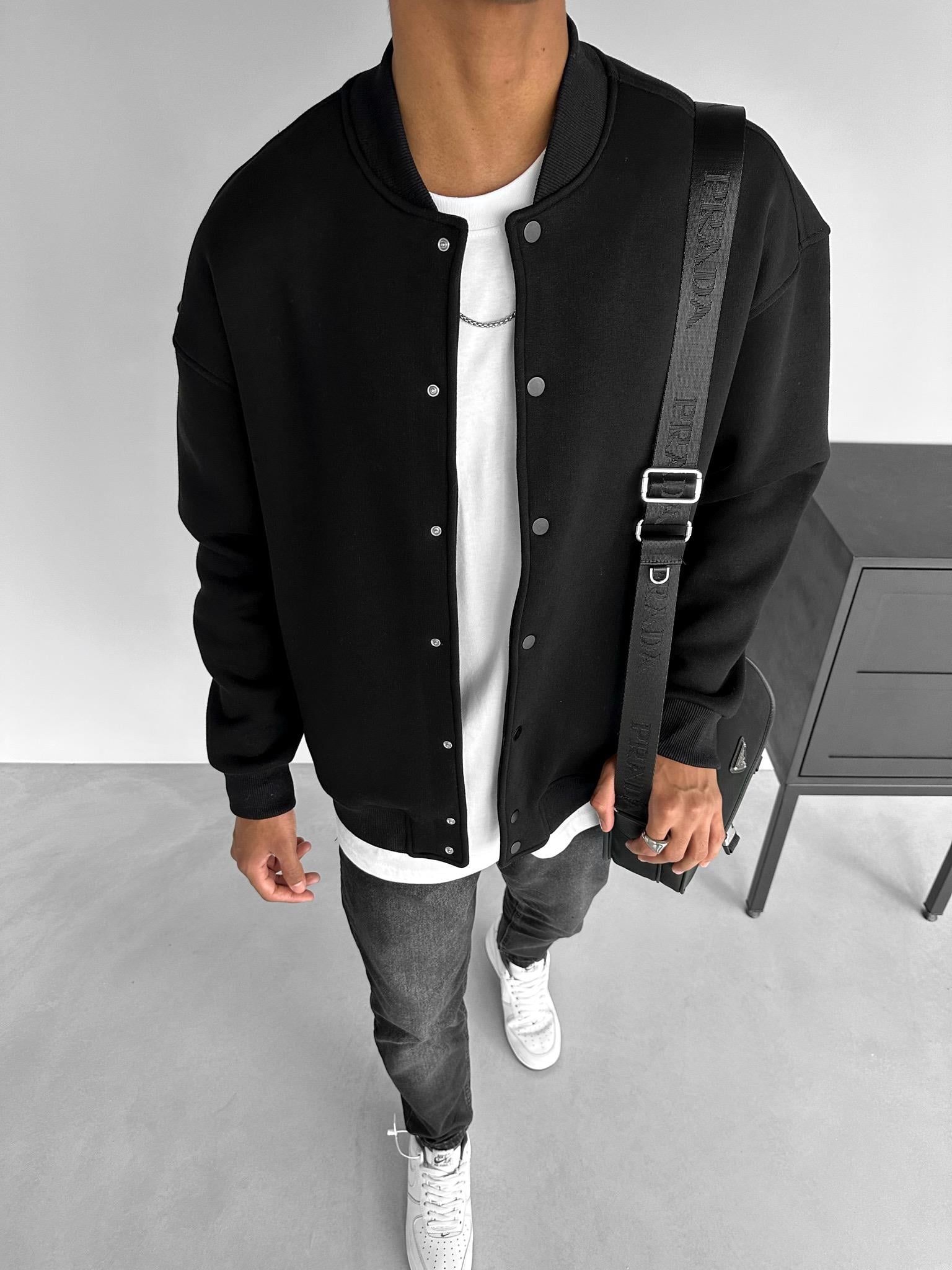Oversize Basic Kolej Ceket Siyah