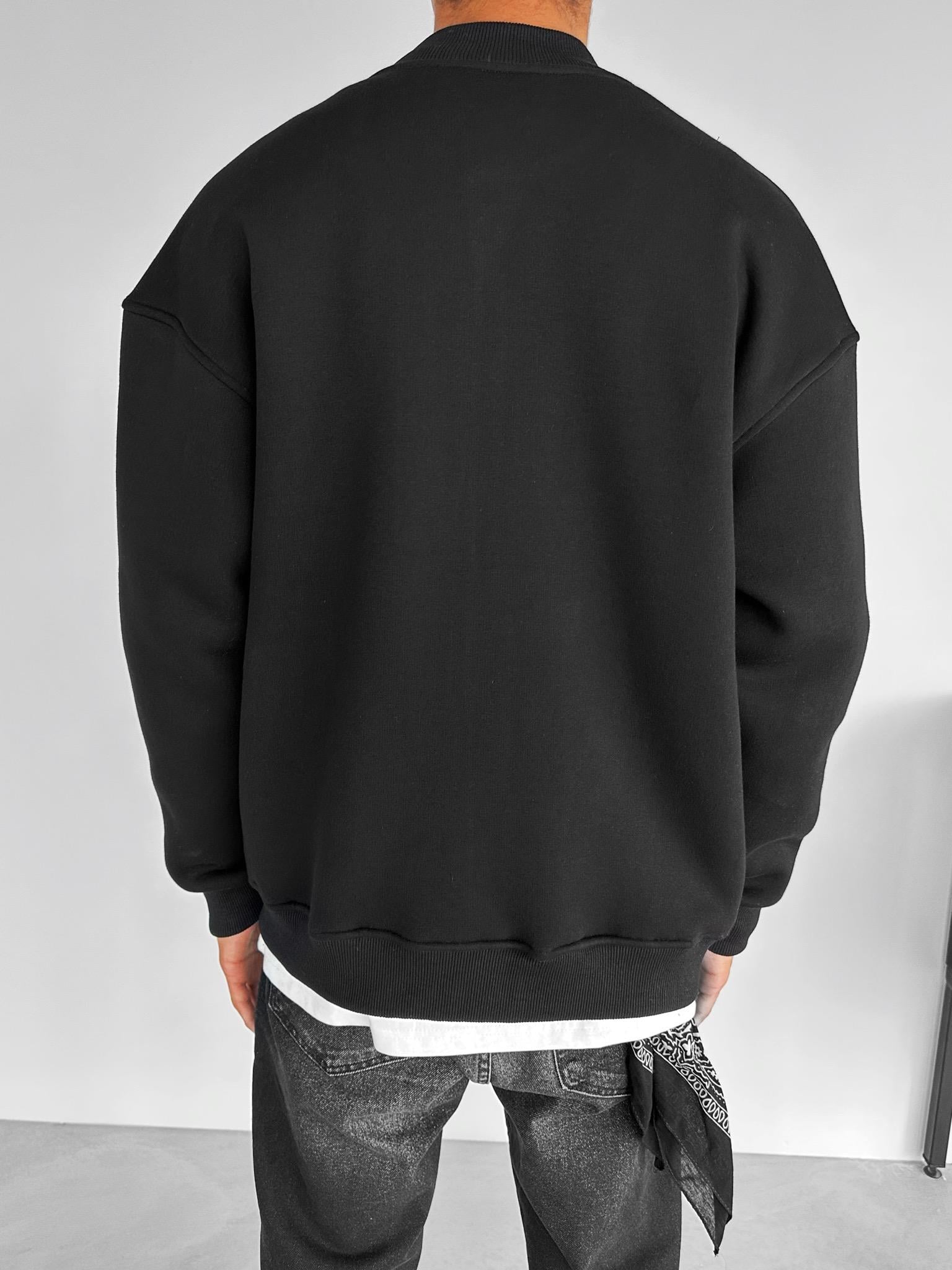 Oversize Basic Kolej Ceket Siyah