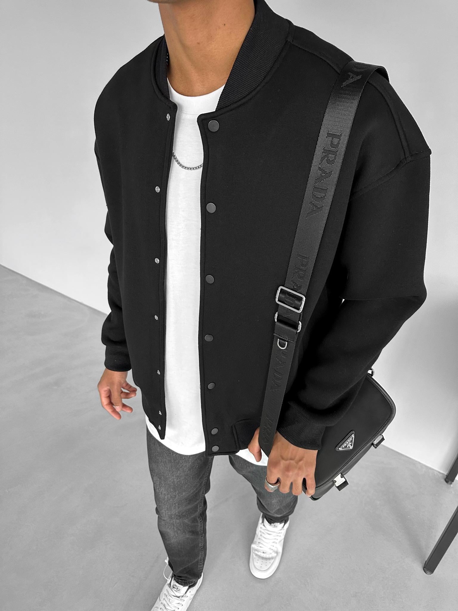 Oversize Basic Kolej Ceket Siyah