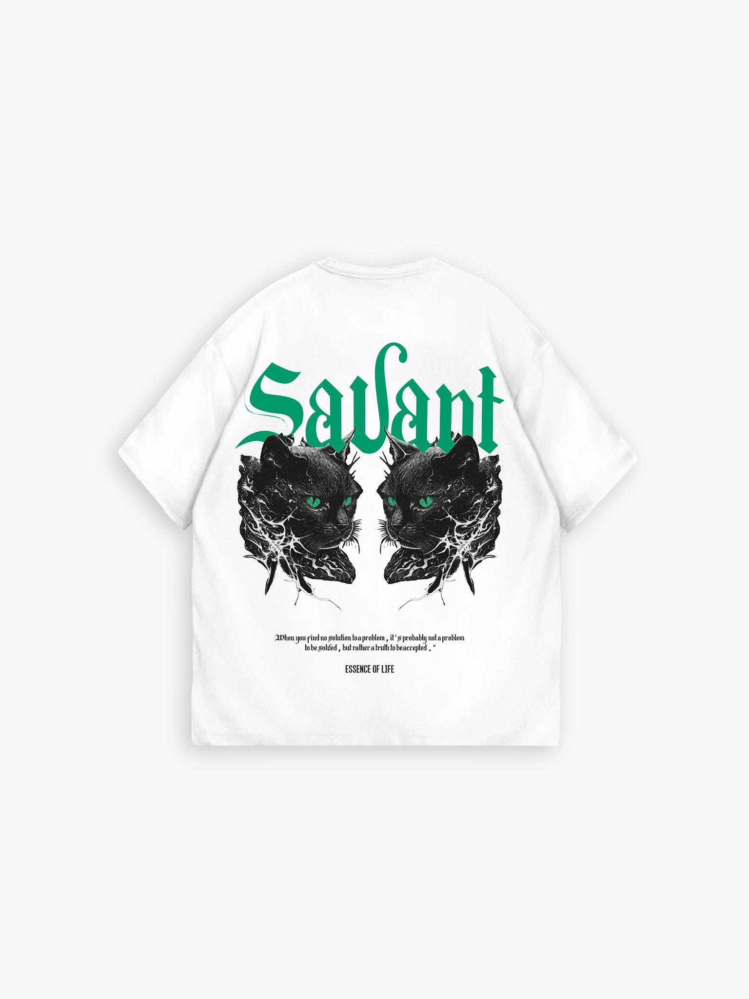 Oversize Baskılı Bisiklet Yaka T-Shirt Beyaz