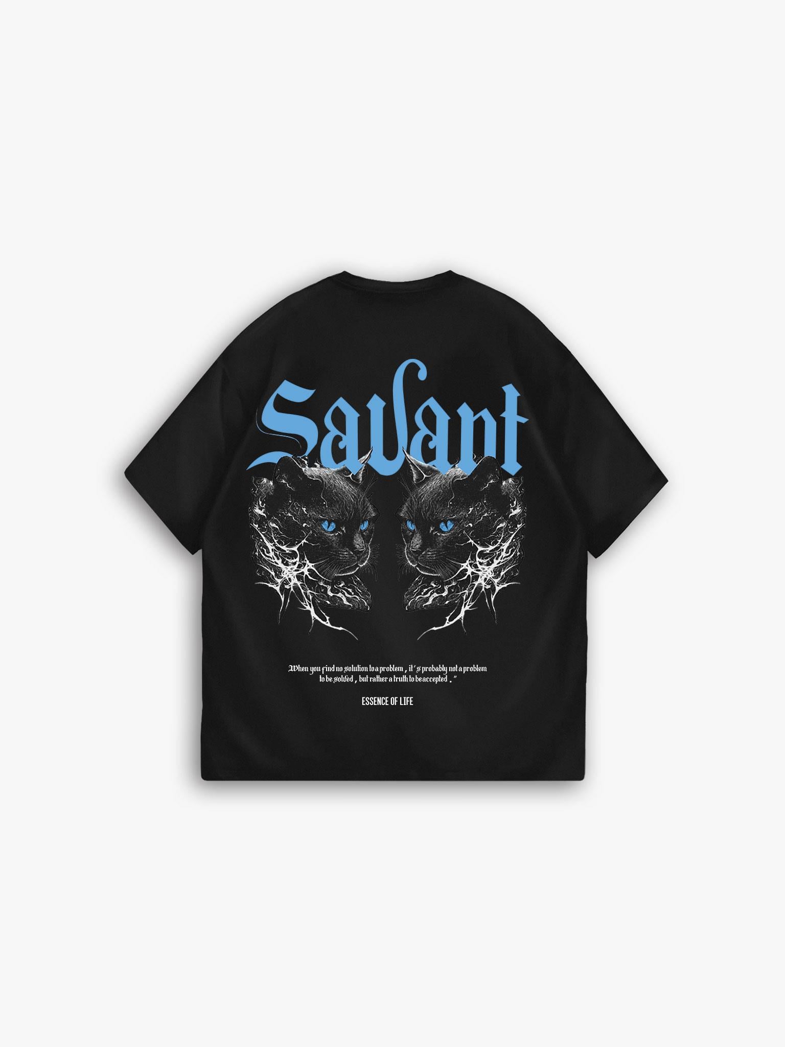 Oversize Baskılı Bisiklet Yaka T-Shirt Siyah