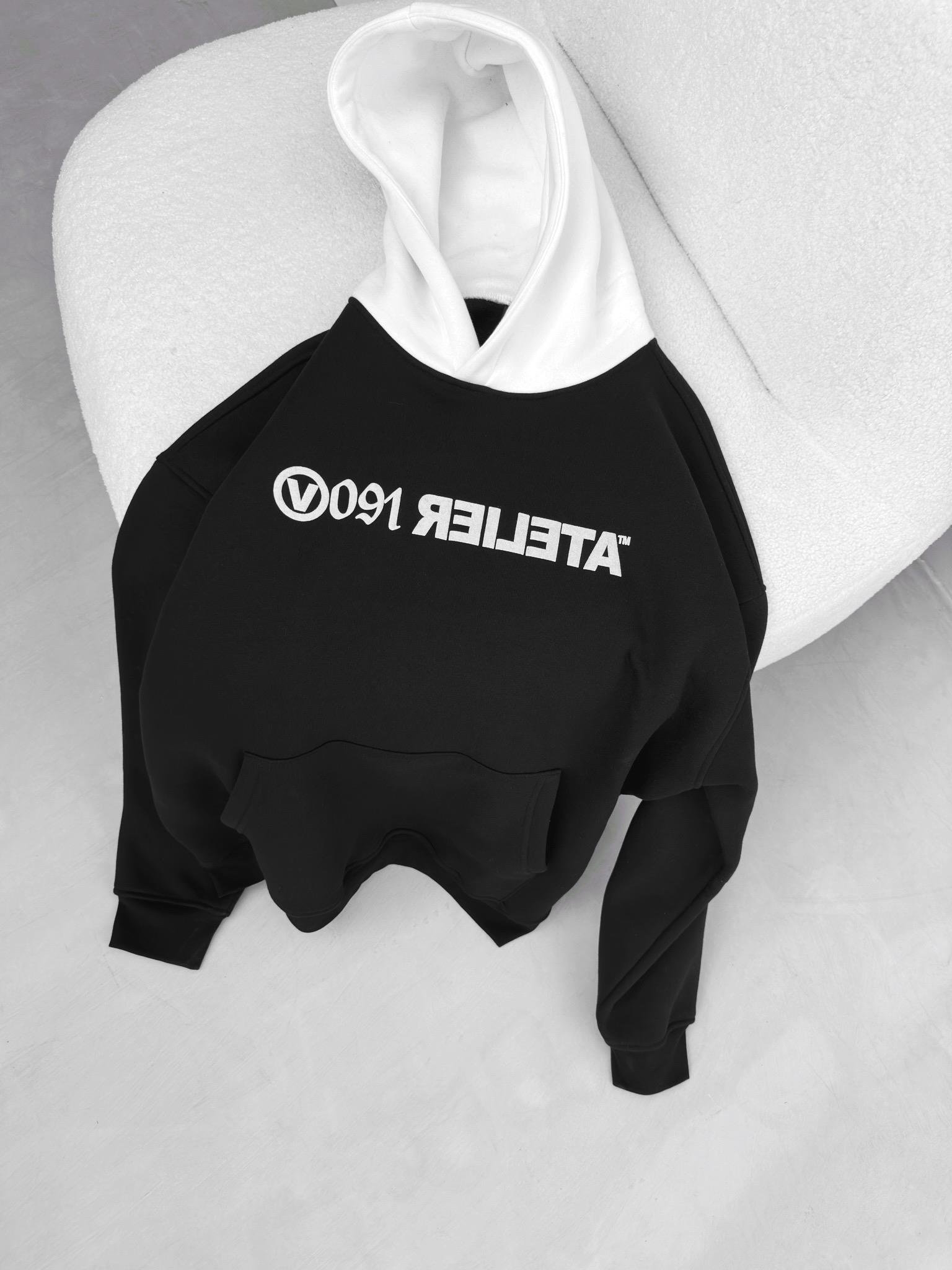 Oversize Baskılı Kapüşonlu Sweatshirt Siyah