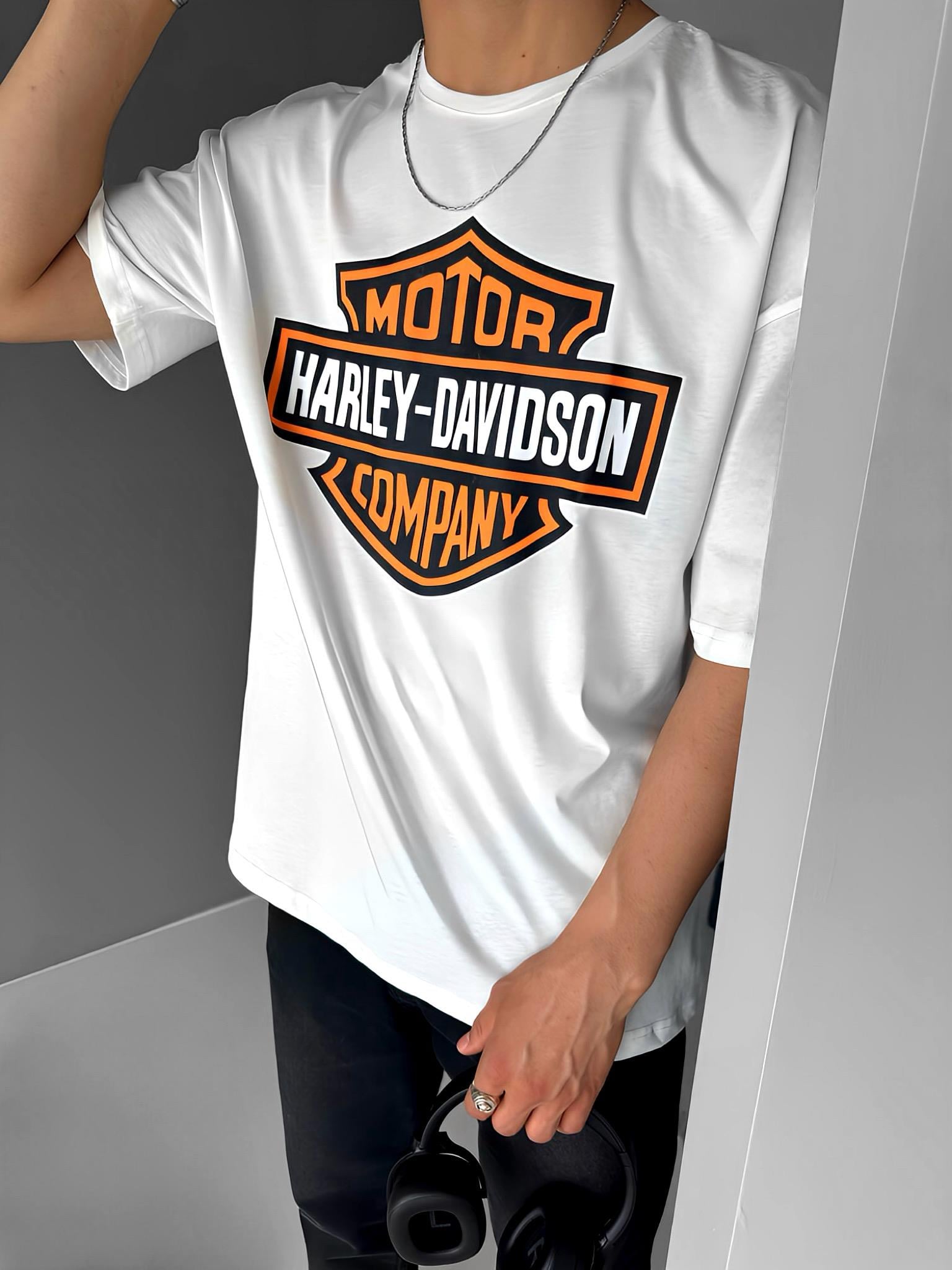 Oversize Baskılı T-Shirt Ekru