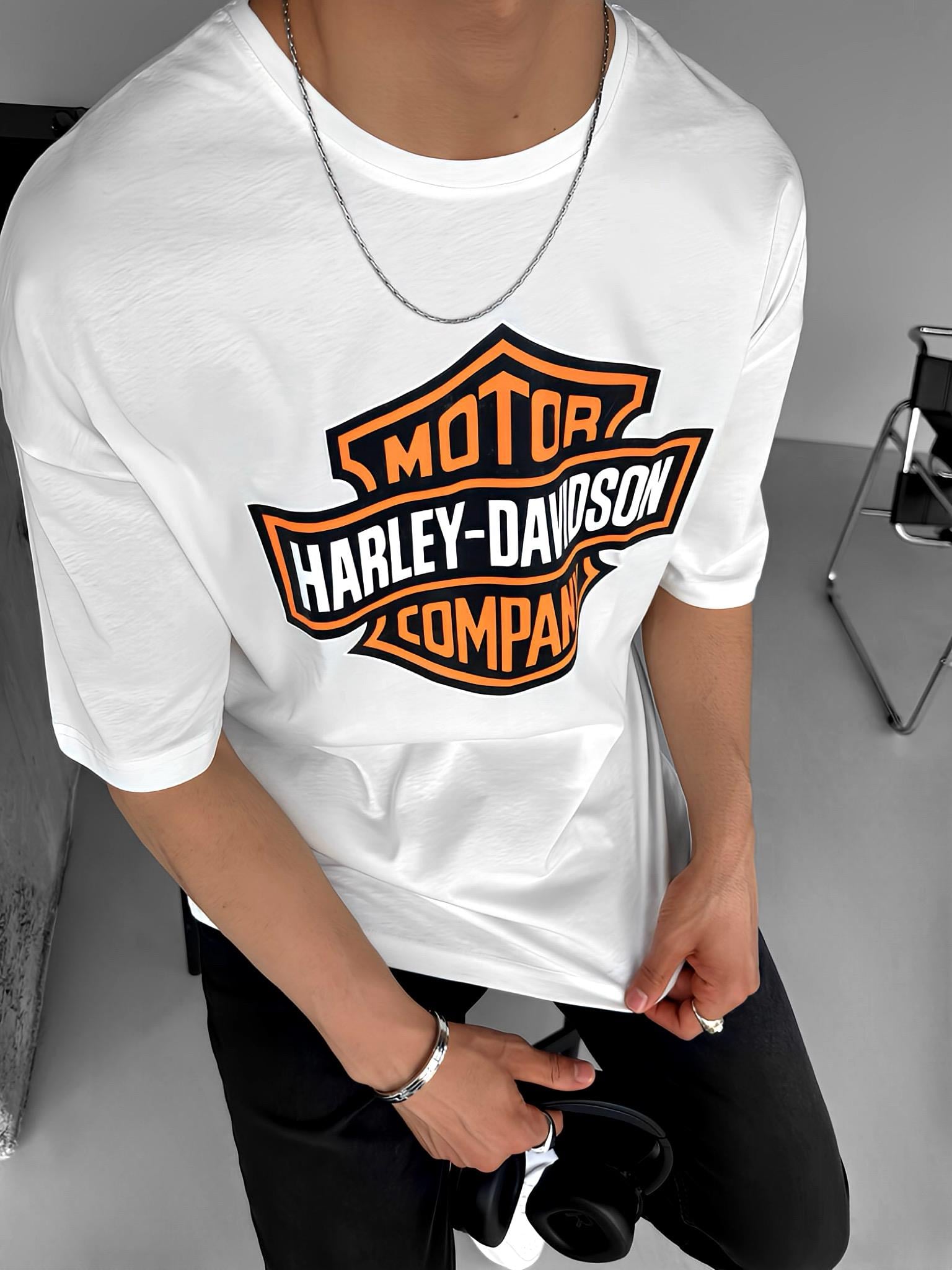 Oversize Baskılı T-Shirt Ekru