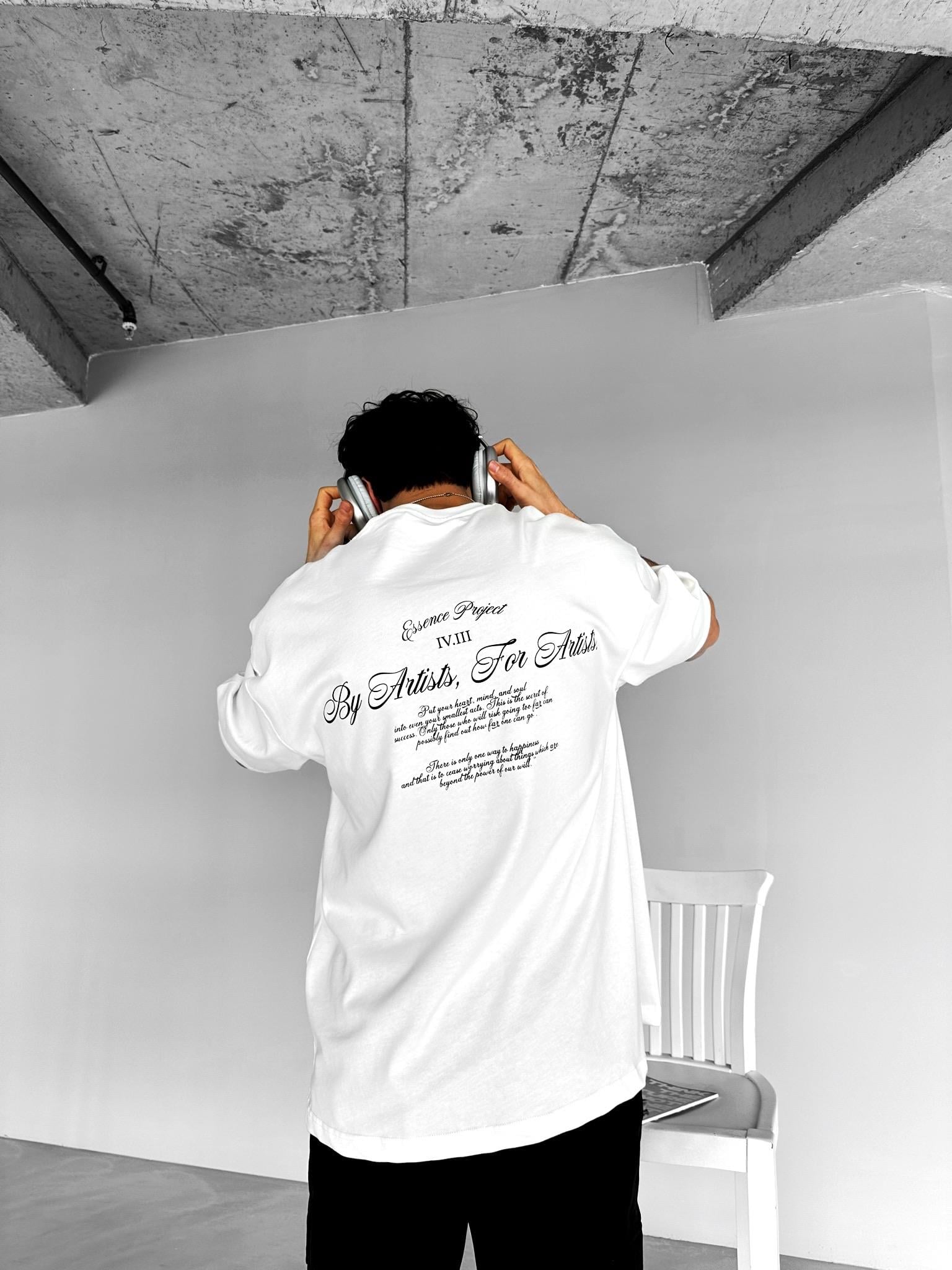 Oversize Bisiklet Yaka T-Shirt Beyaz