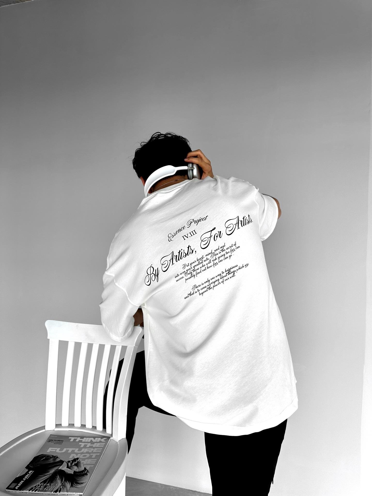 Oversize Bisiklet Yaka T-Shirt Beyaz