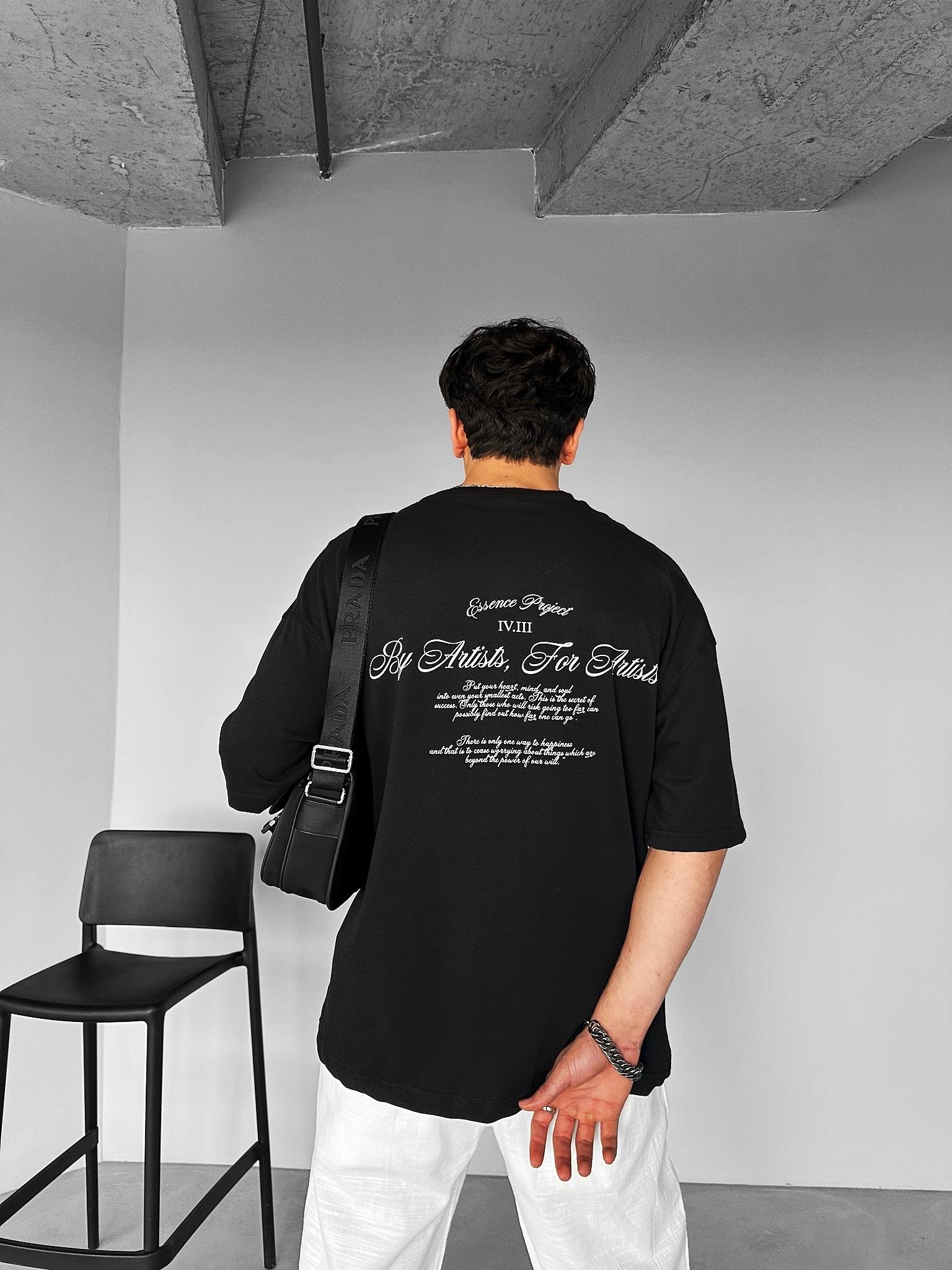 Oversize Bisiklet Yaka T-Shirt Siyah