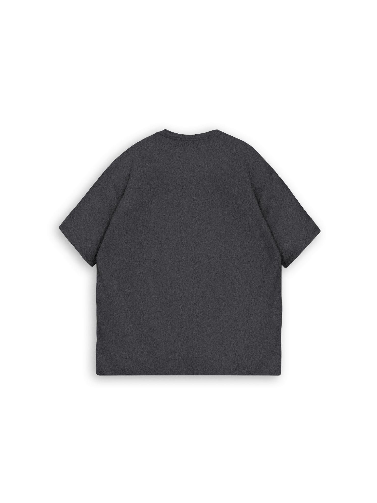 Oversize Eskitme Görünümlü T-Shirt Füme