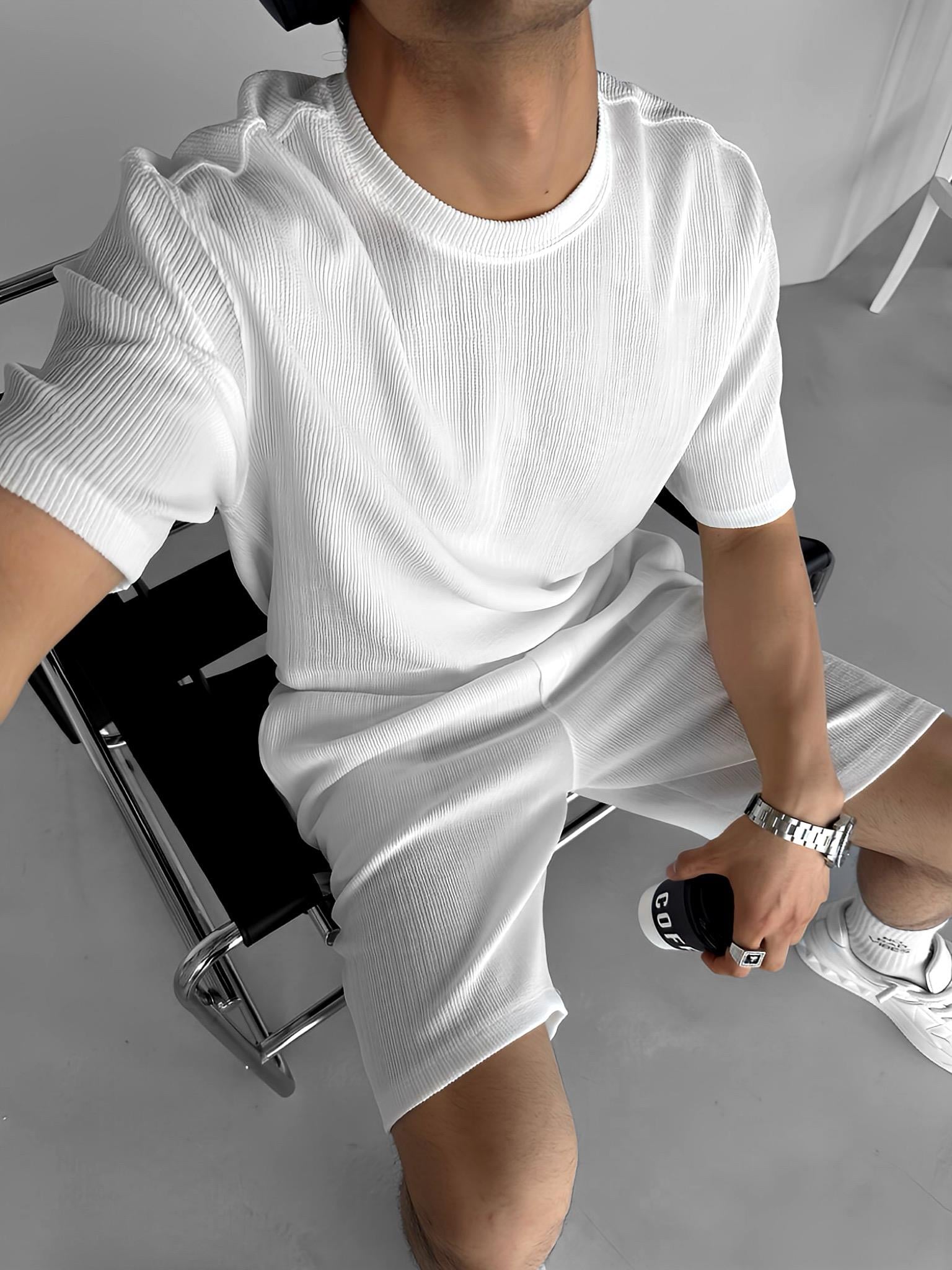Oversize Esnek Kumaş Basic T-Shirt Beyaz