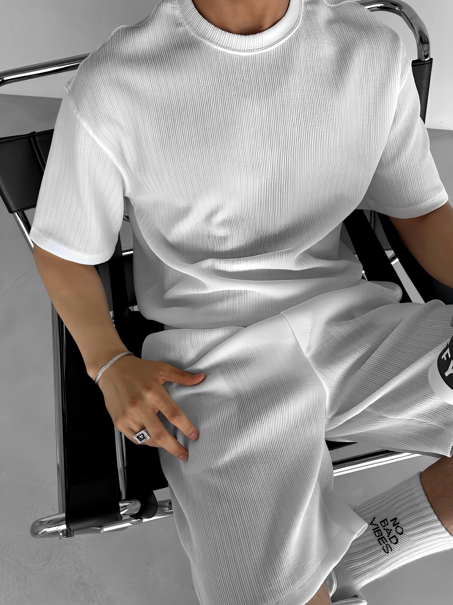 Oversize Esnek Kumaş Basic T-Shirt Beyaz