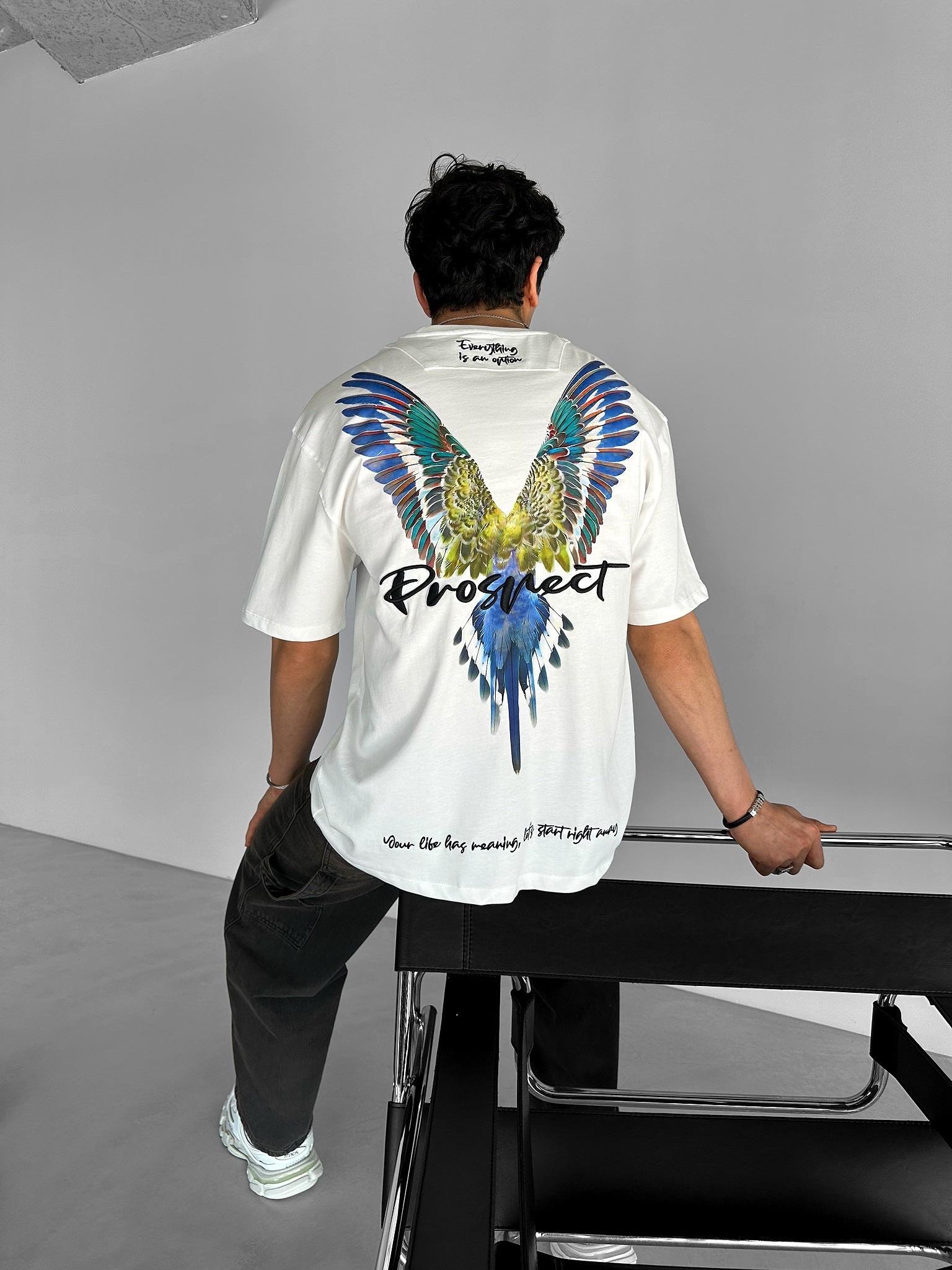 Oversize 'Everything İs An Option' Nakışlı T-Shirt Beyaz