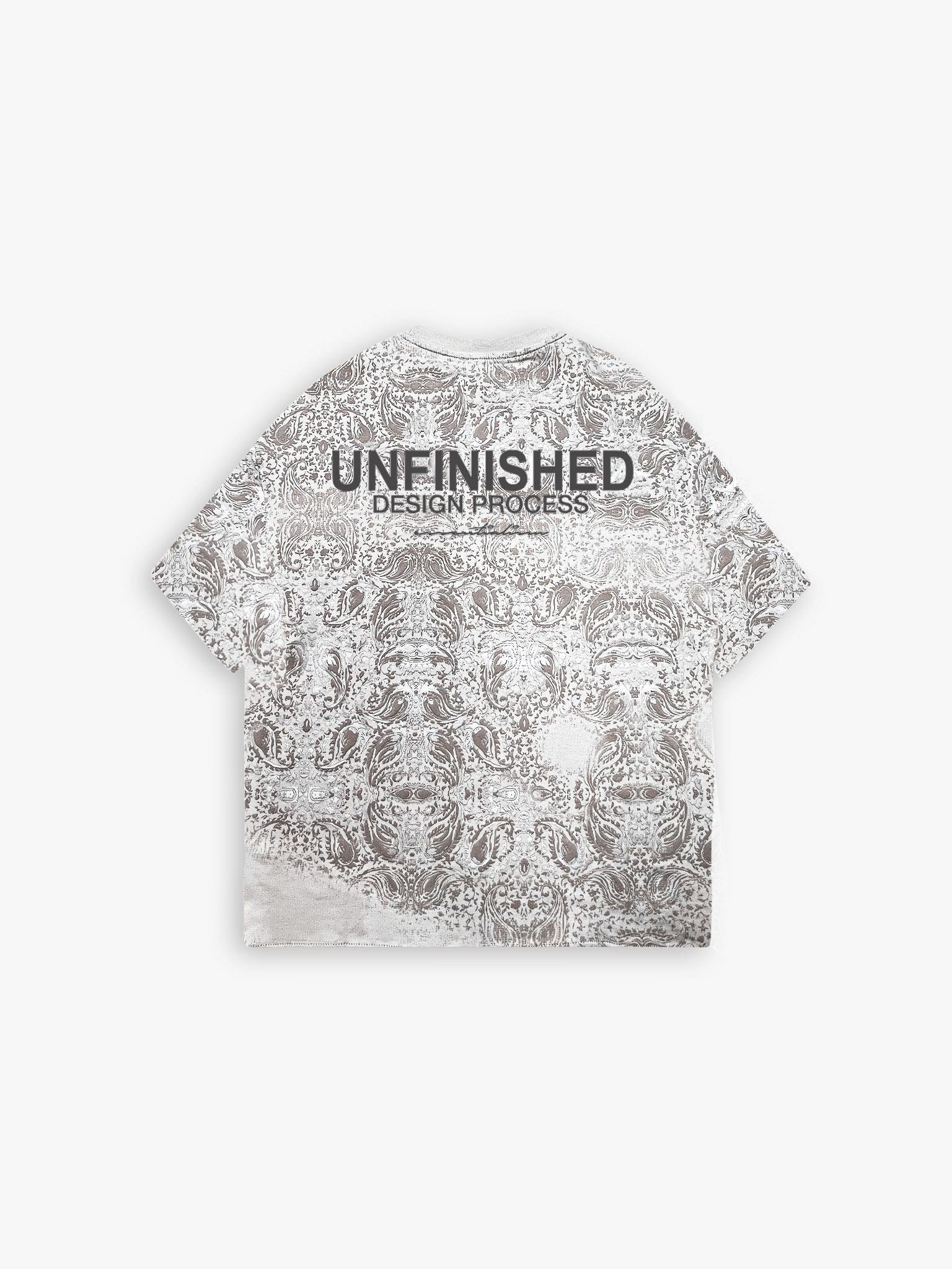 Oversize Fit Baskı Desenli Kısa Kol T-Shirt Ekru