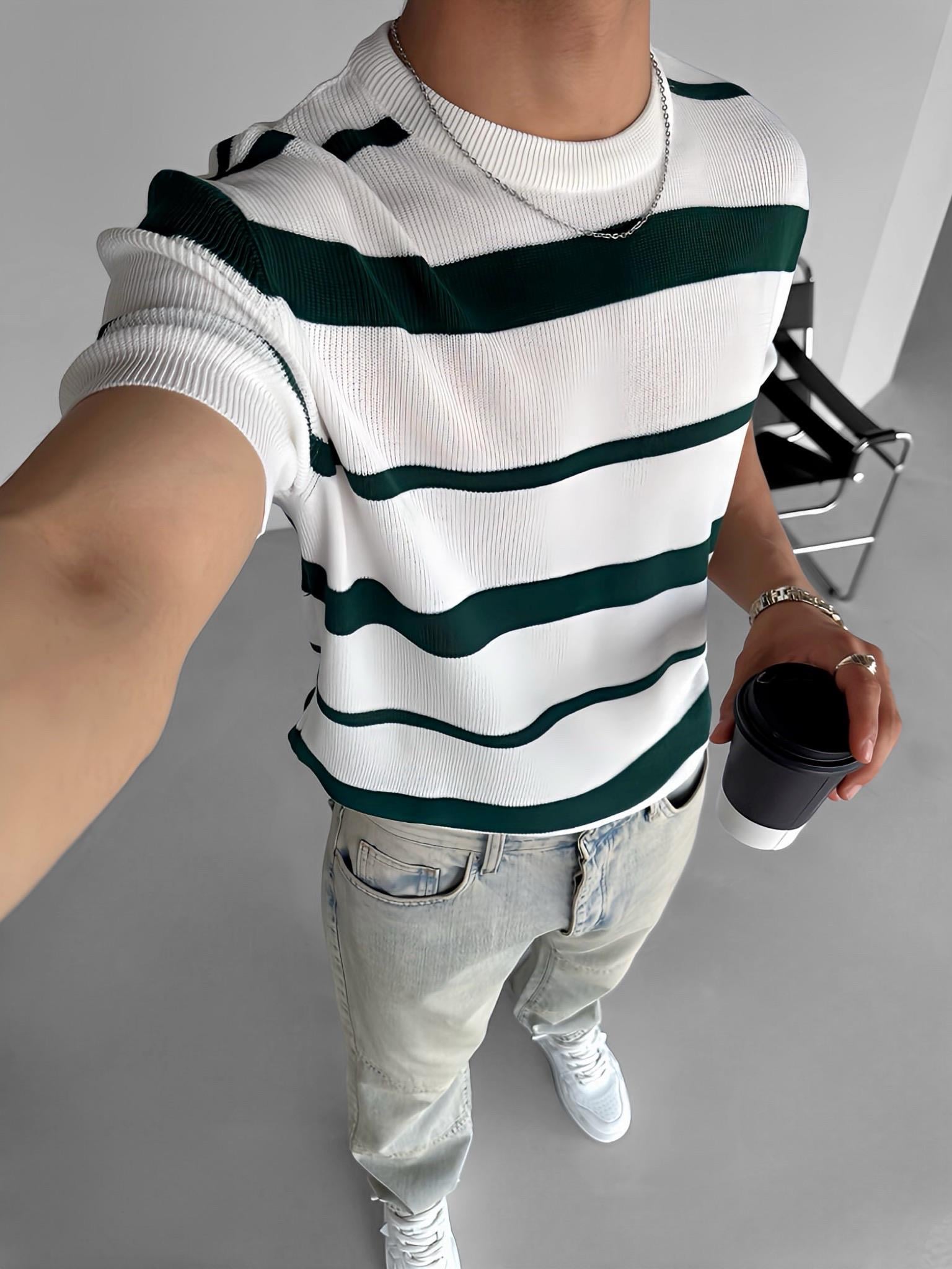 Oversize Örme T-Shirt Yeşil
