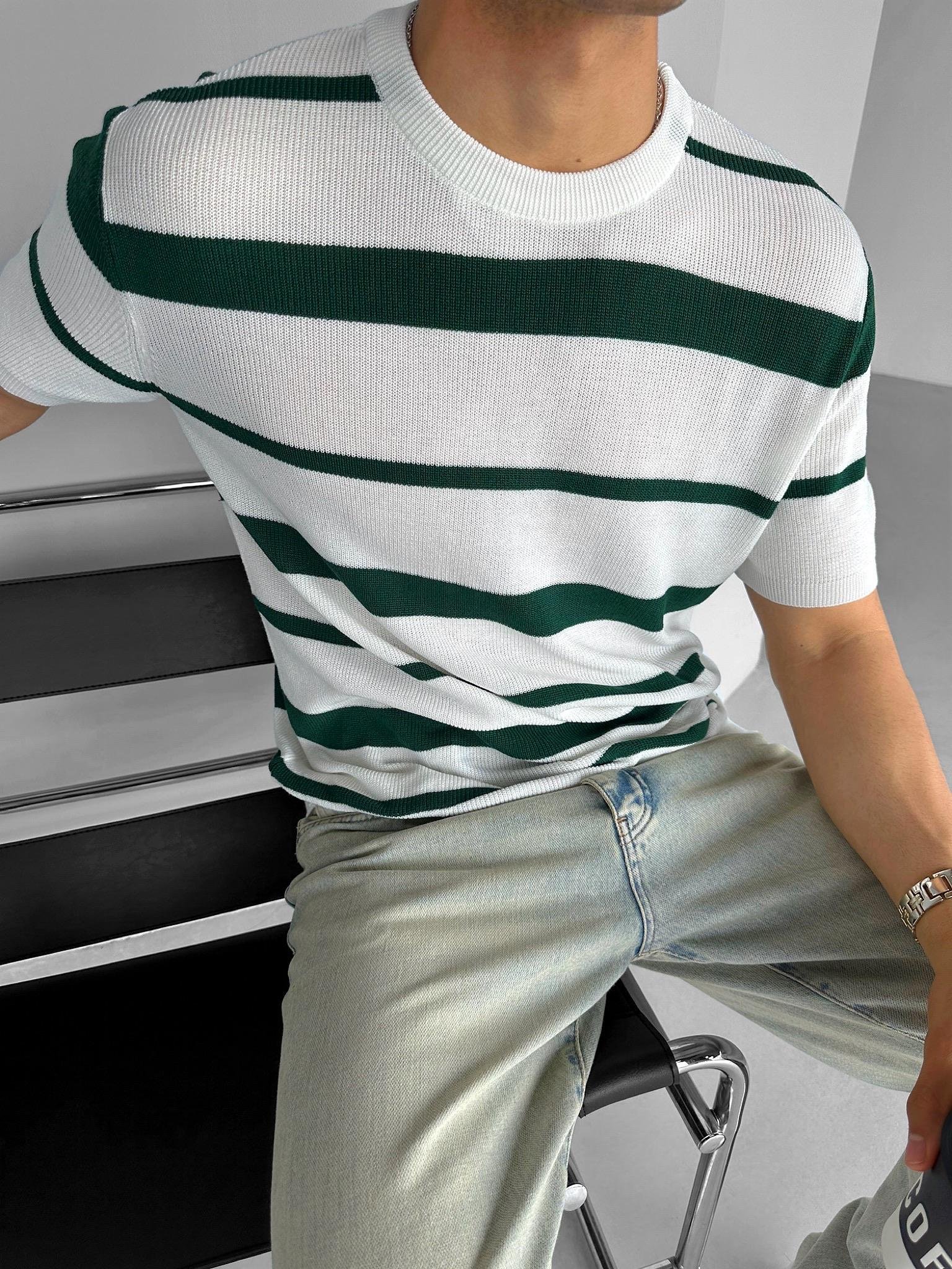 Oversize Örme T-Shirt Yeşil