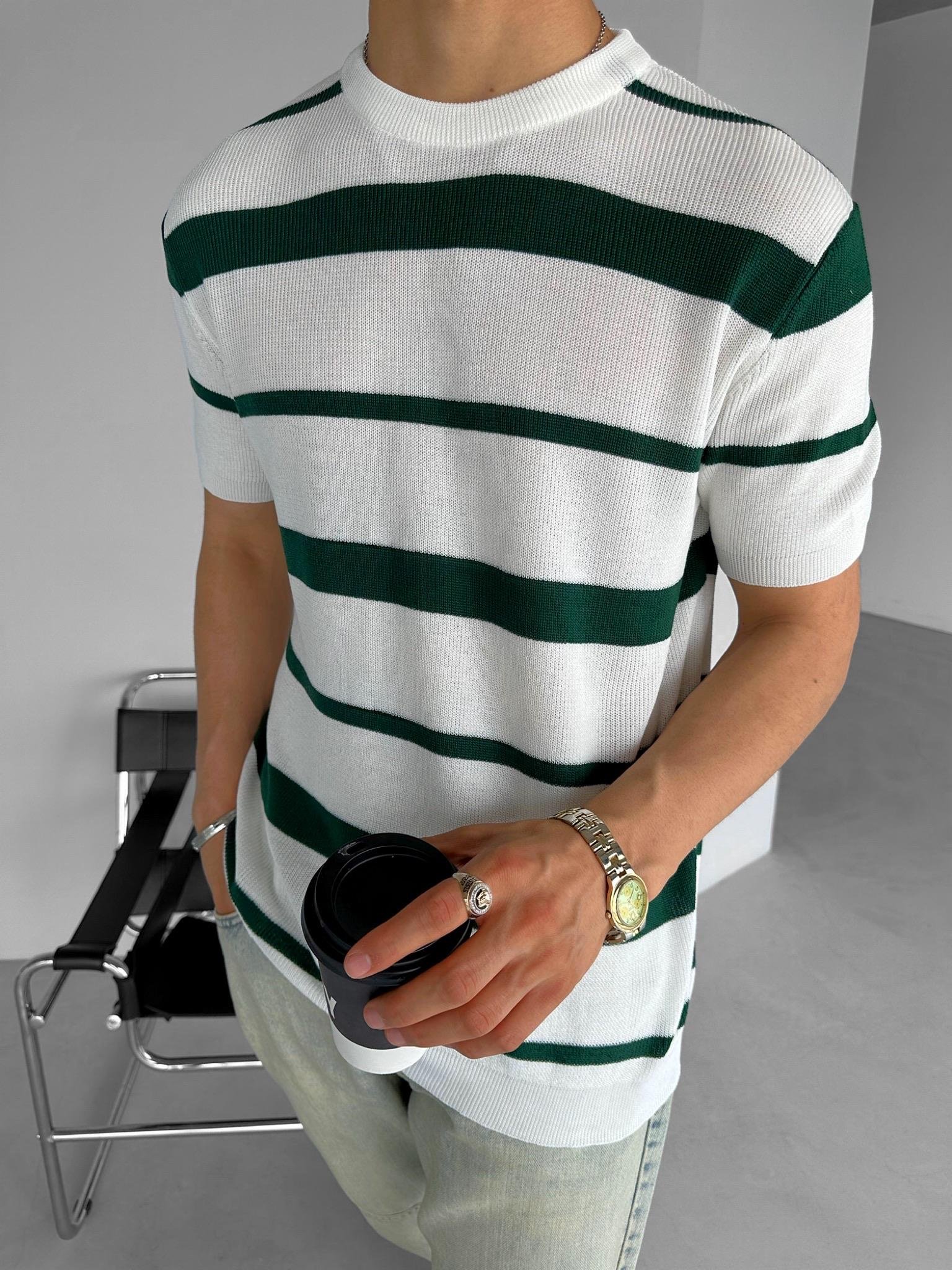 Oversize Örme T-Shirt Yeşil