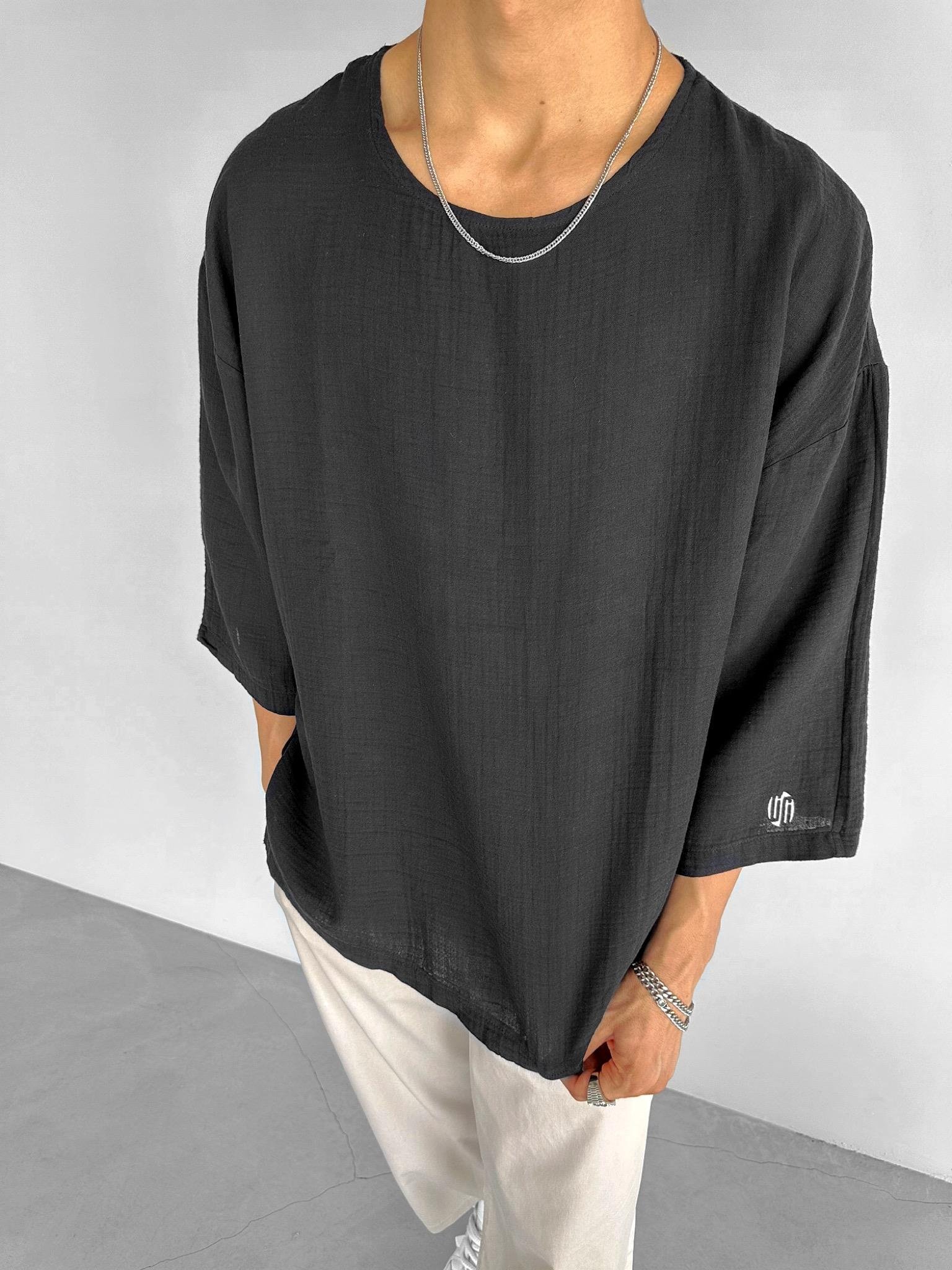 Oversize Pamuklu Rahat T-Shirt Siyah