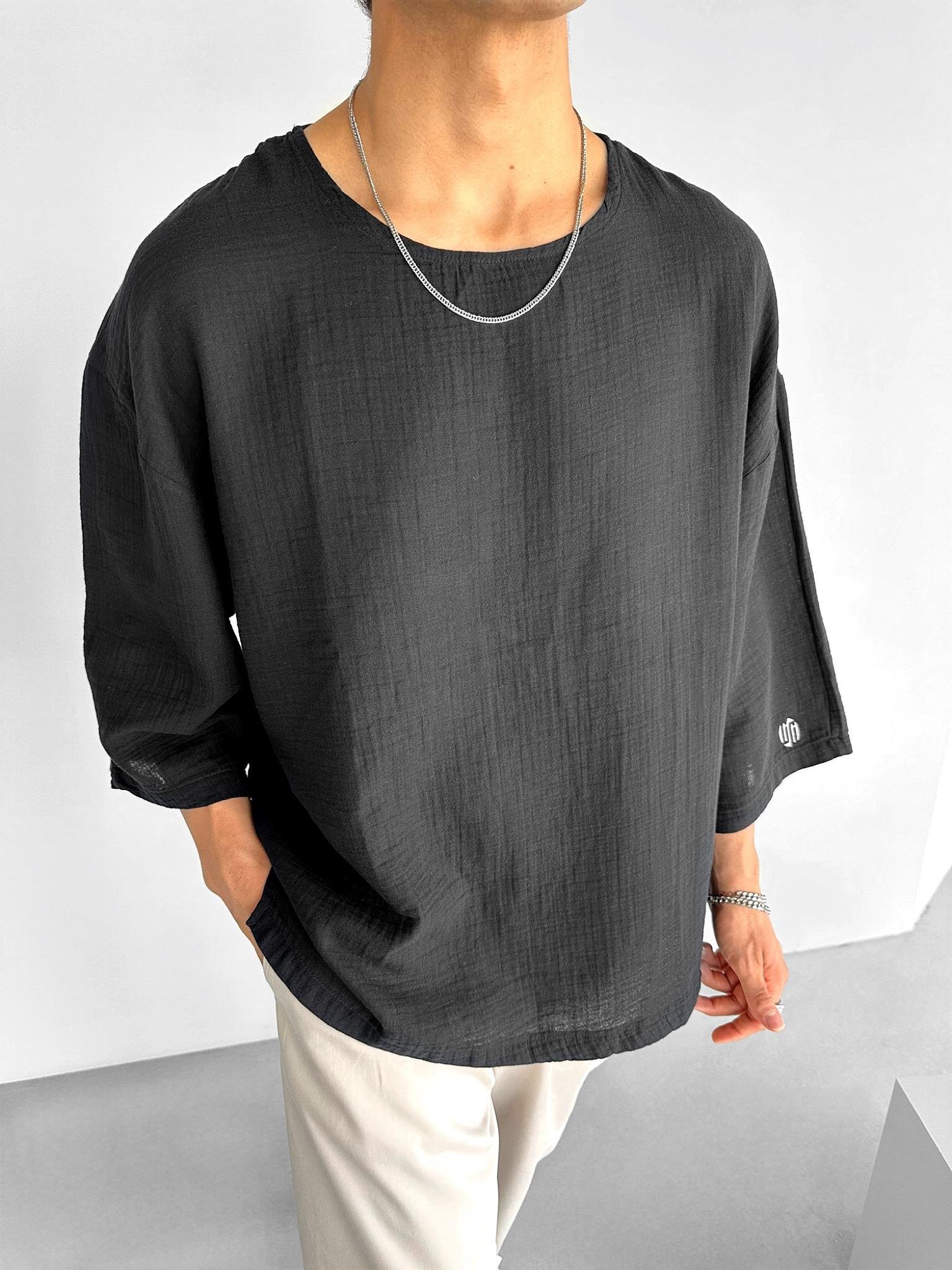 Oversize Pamuklu Rahat T-Shirt Siyah
