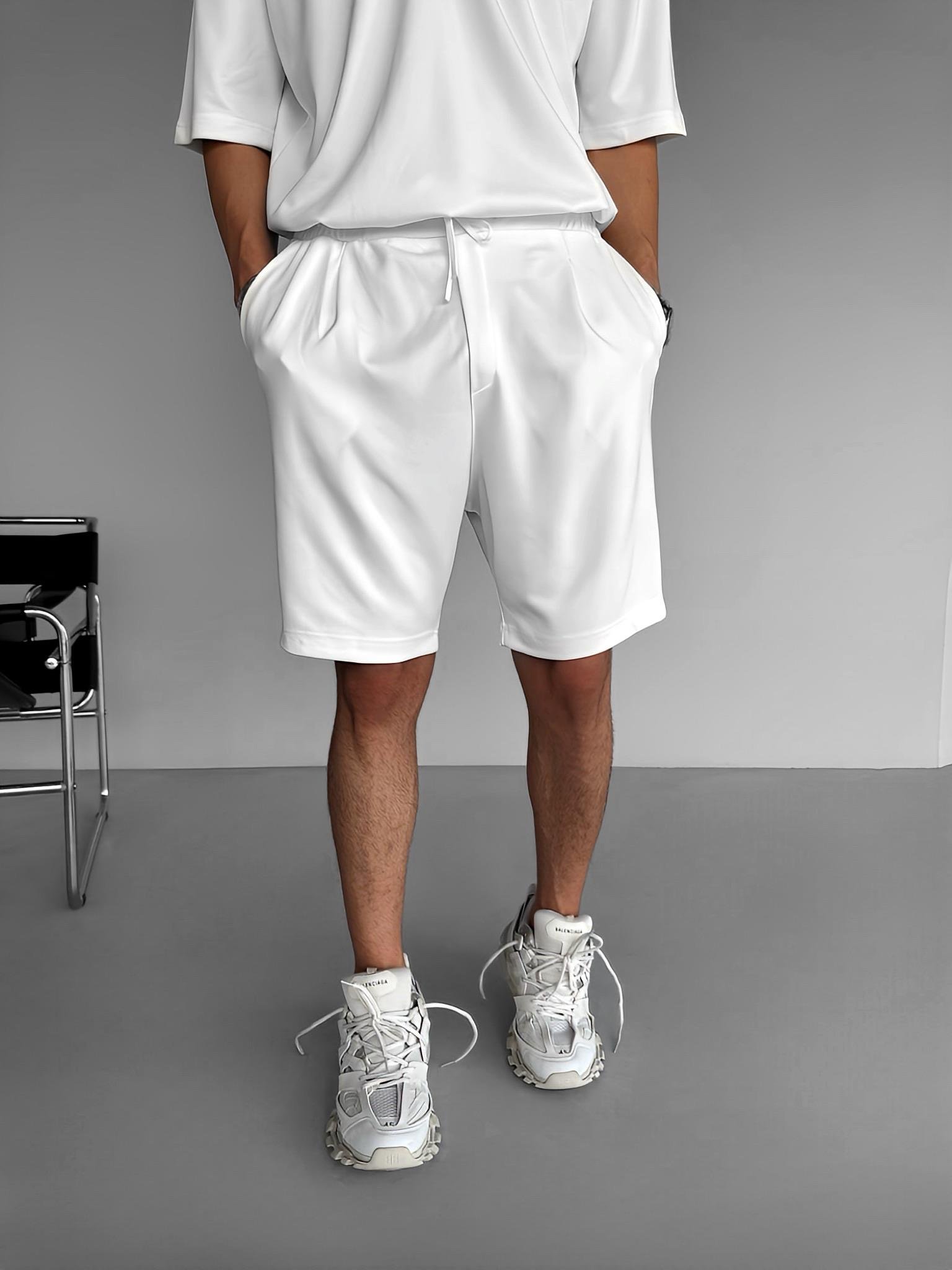 Oversize Polo Yaka Fermuarlı T-Shirt Beyaz