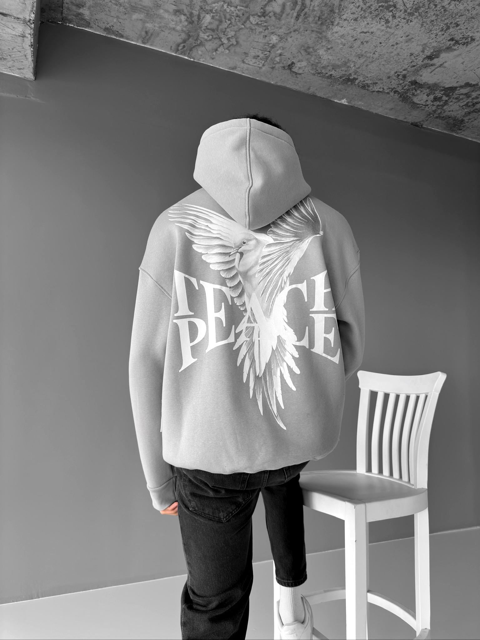 Oversize 'Teapeache' Baskılı Sweatshirt Gri