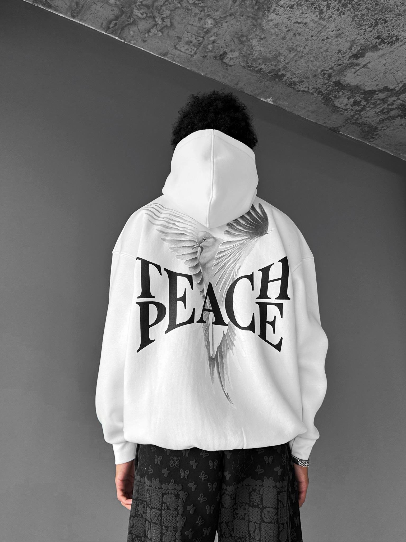 Oversize 'Teapeache' Baskılı Sweatshirt Beyaz