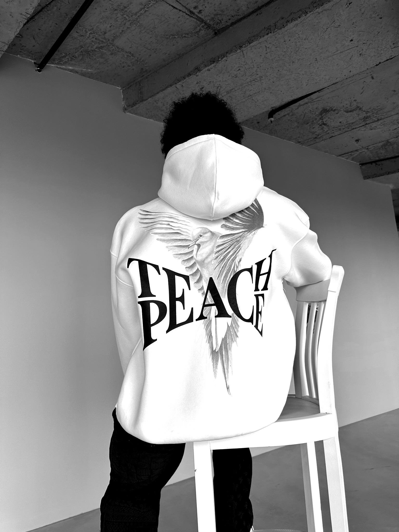 Oversize 'Teapeache' Baskılı Sweatshirt Beyaz