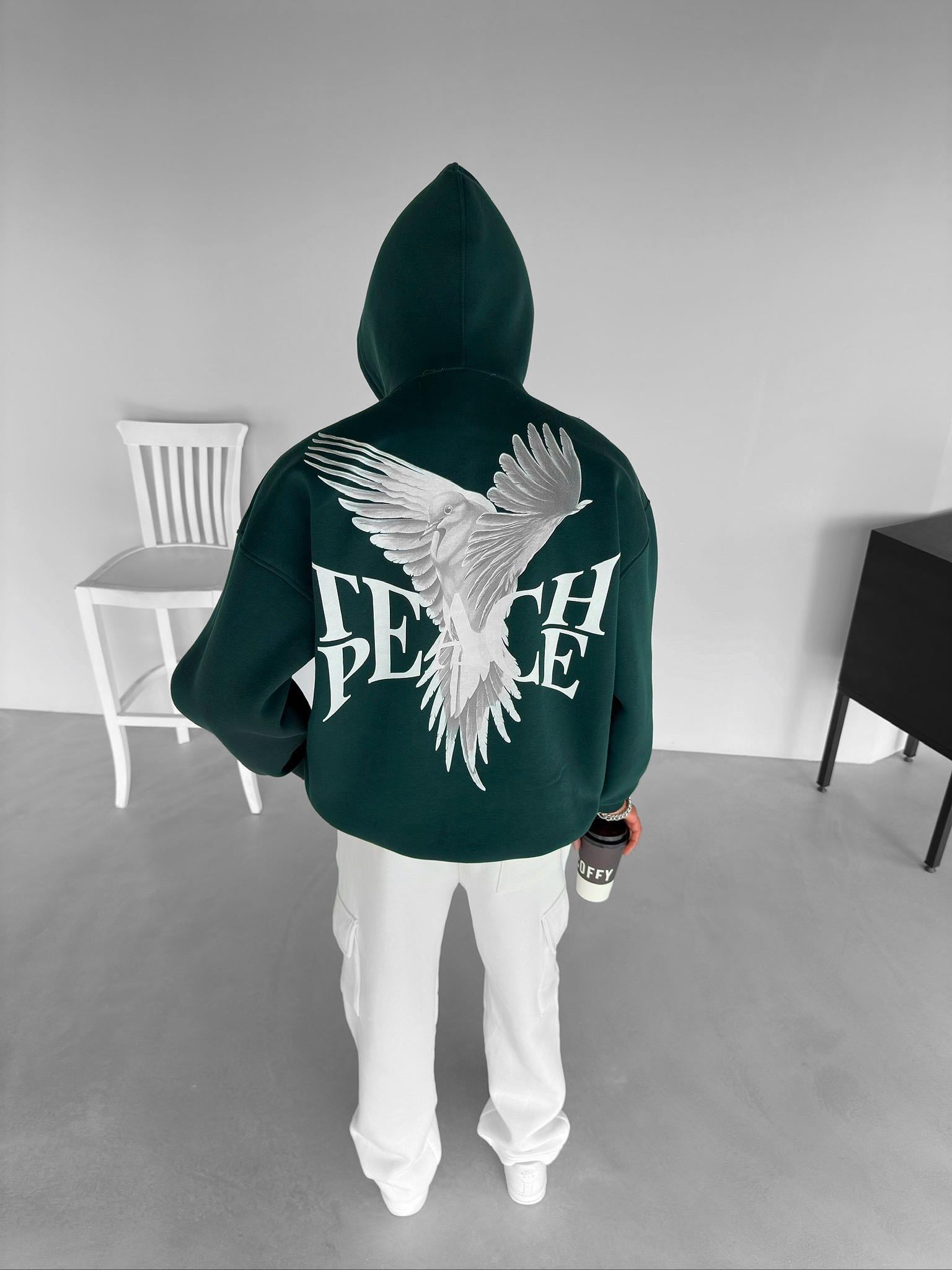 Oversize 'Teapeache' Baskılı Sweatshirt Yeşil
