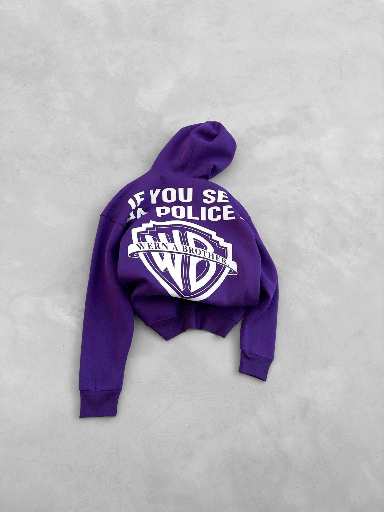 Oversize Wern A Brother Baskılı Sweatshirt Mor