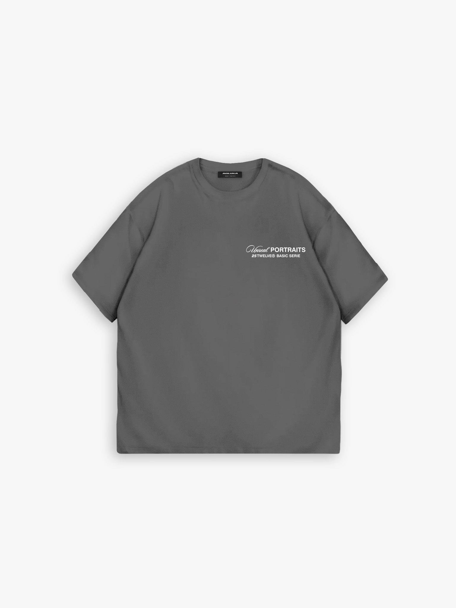 Oversize Yıkamalı %100 Pamuk Arkası Kabartma Baskılı T-Shirt Antrasit