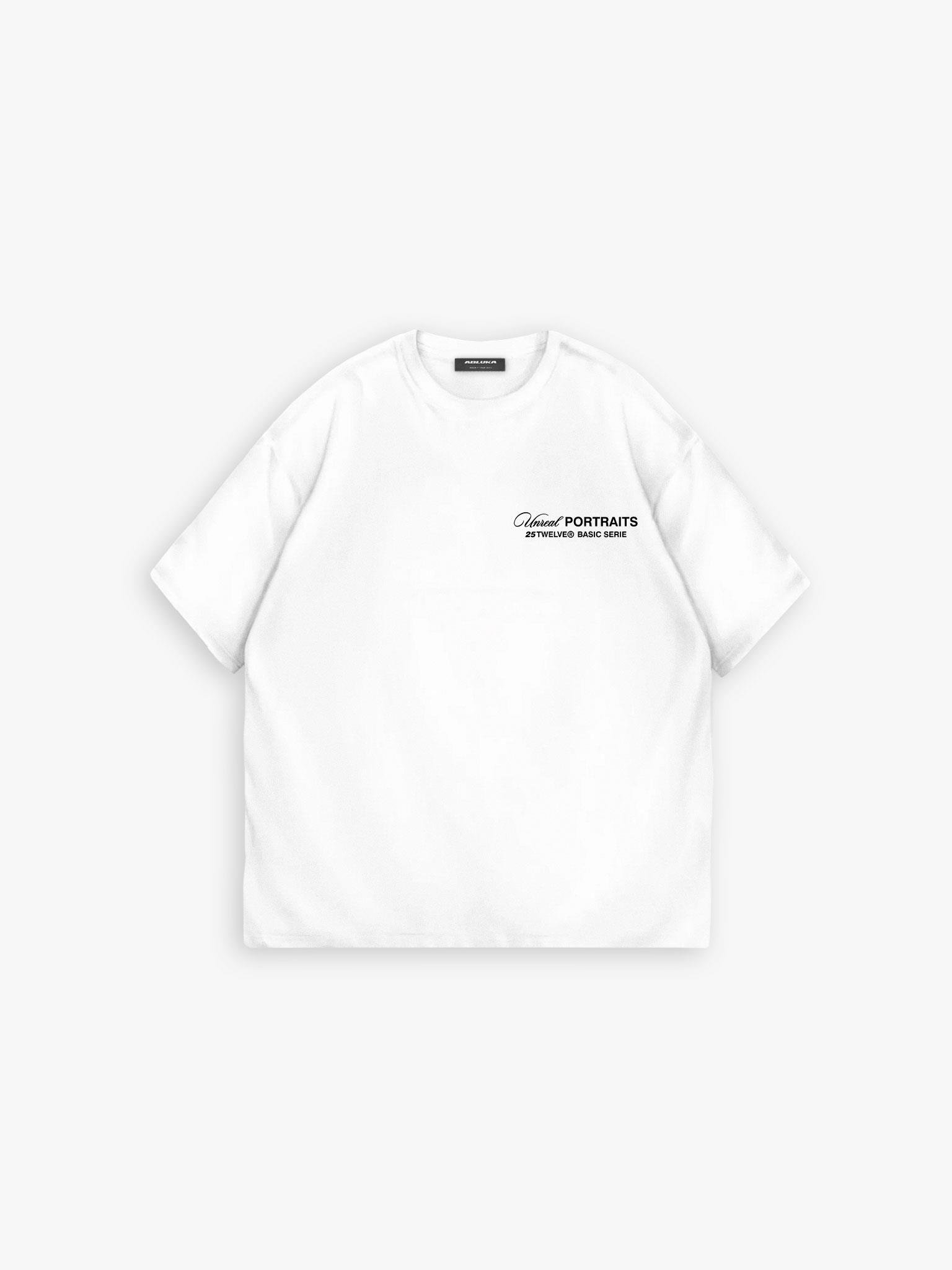 Oversize Yıkamalı %100 Pamuk Arkası Kabartma Baskılı T-Shirt Beyaz