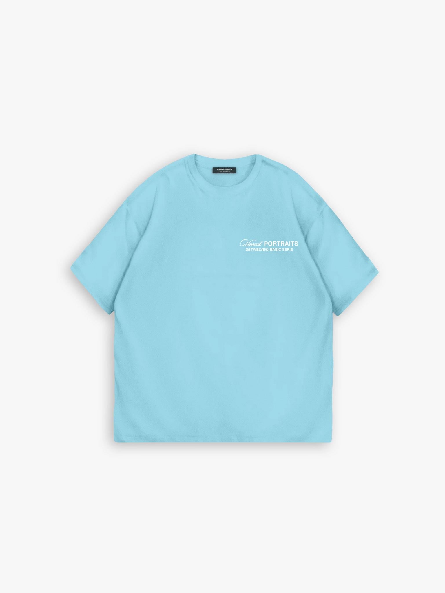 Oversize Yıkamalı %100 Pamuk Arkası Kabartma Baskılı T-Shirt Mavi