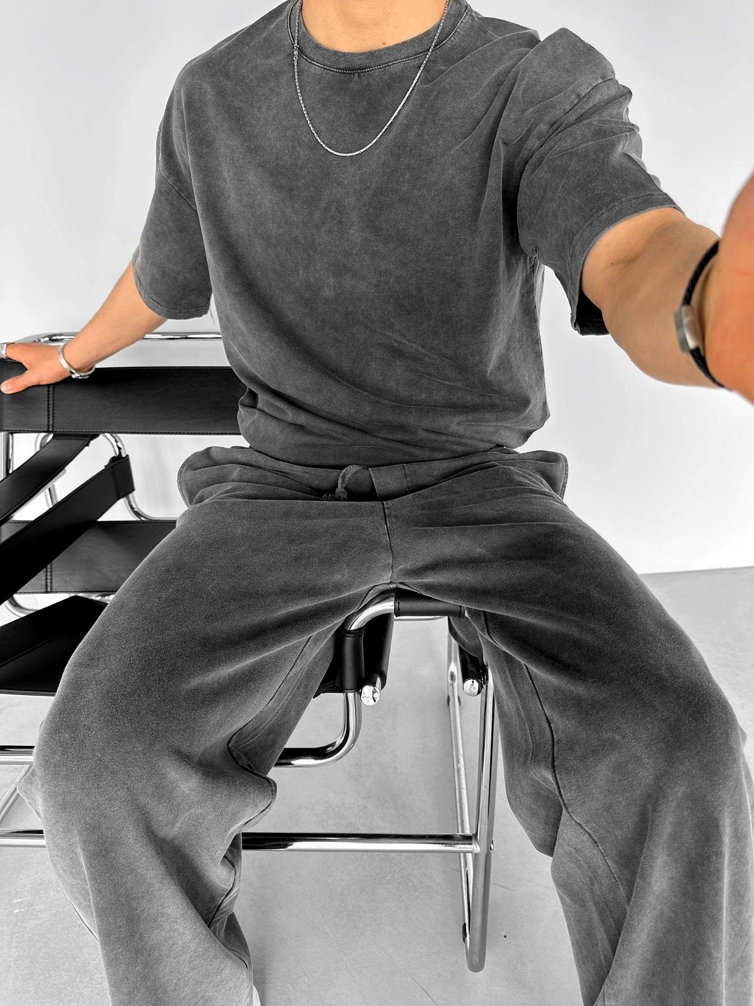 Oversize Yıkamalı Etiketli Basic T-Shirt Siyah