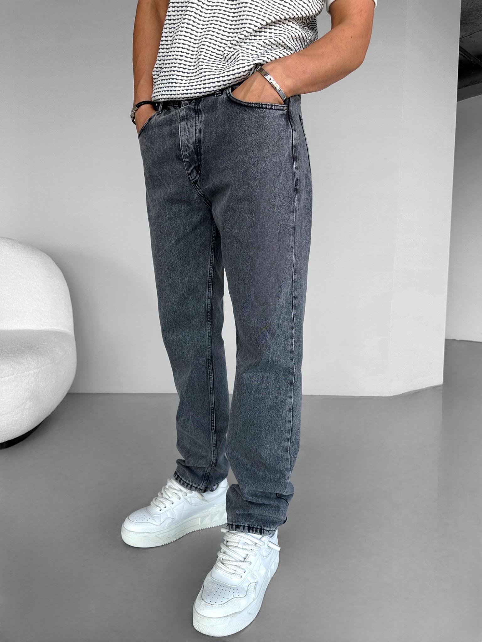 Slim Fit Dar Paça Yıkamalı Basic Jean Gri