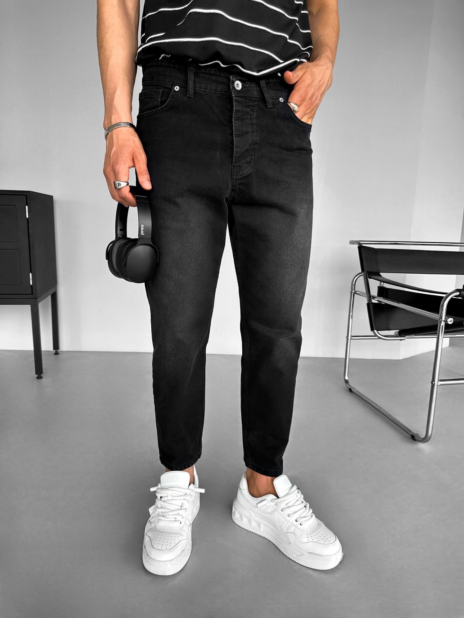 Slim Fit Kısa Paça Jean Pantolon Siyah