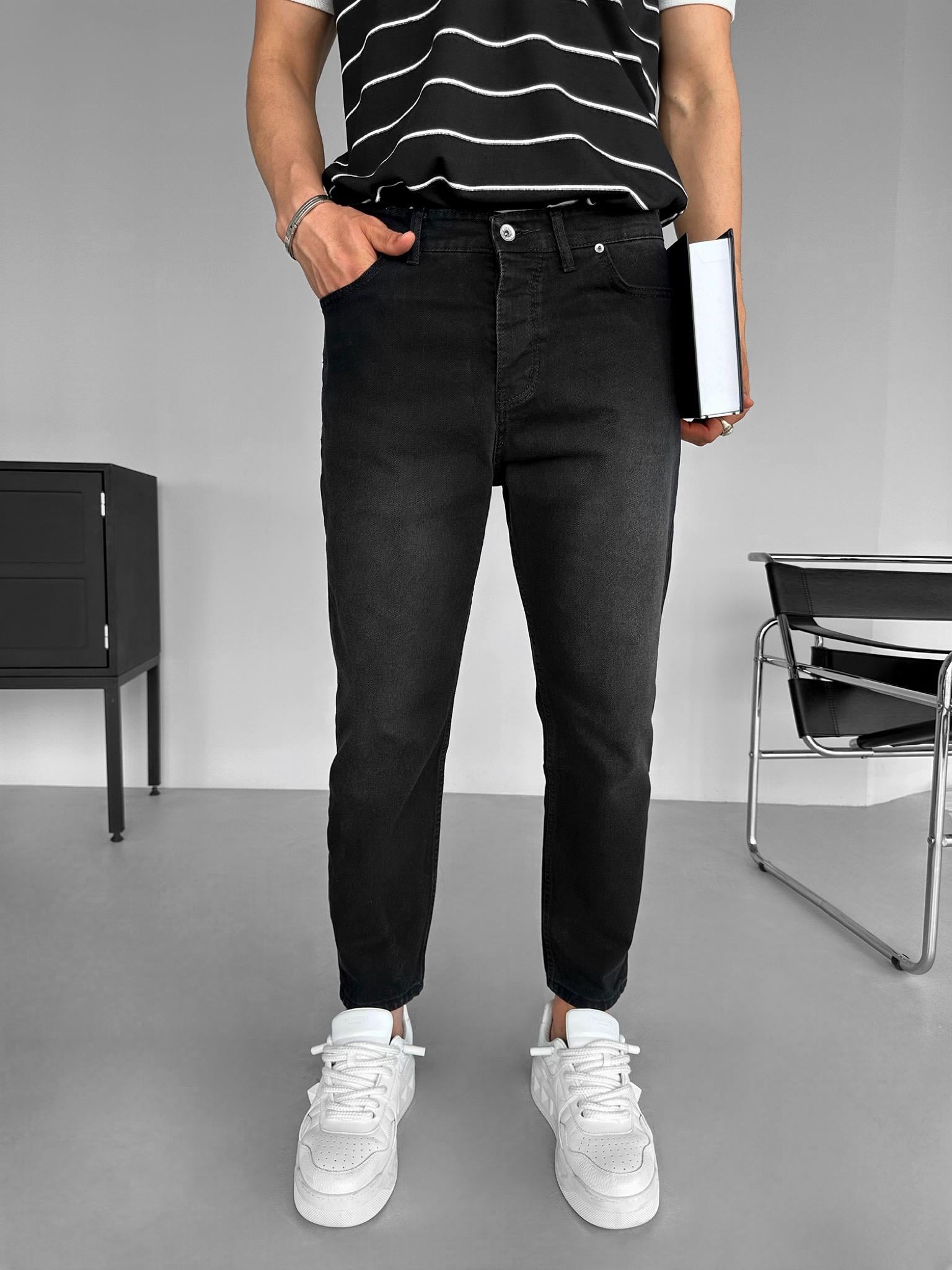 Slim Fit Kısa Paça Jean Pantolon Siyah