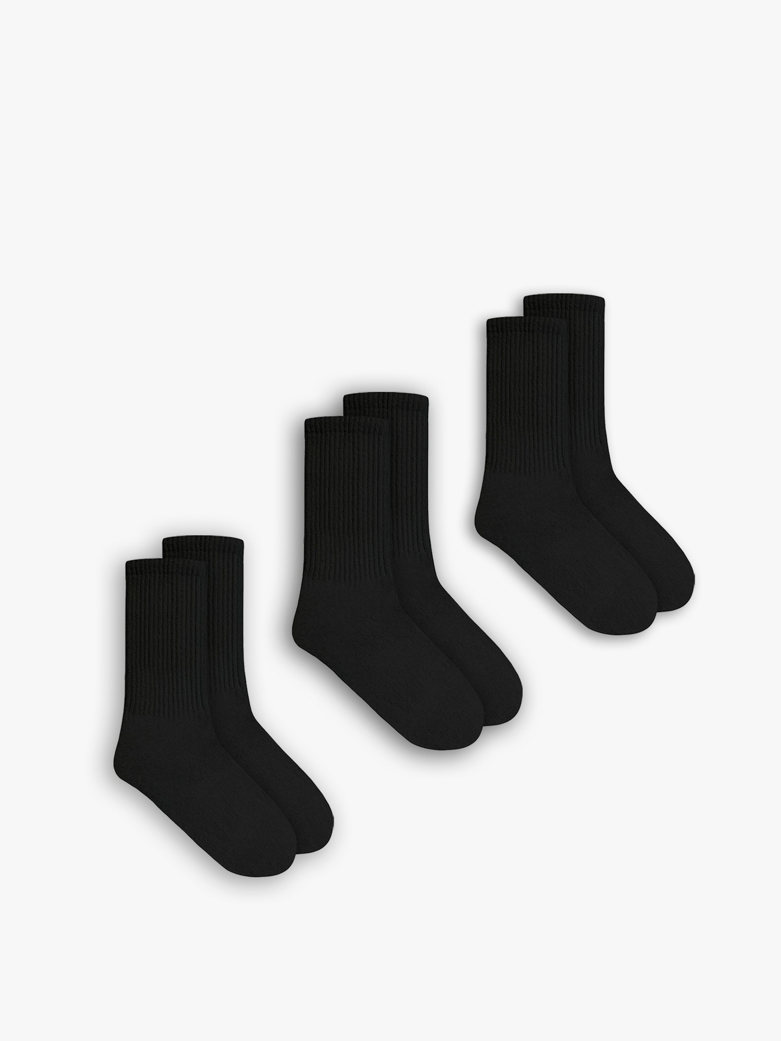 Unisex 3'Lü Basic Uzun Kolej Tenis Çorap Siyah