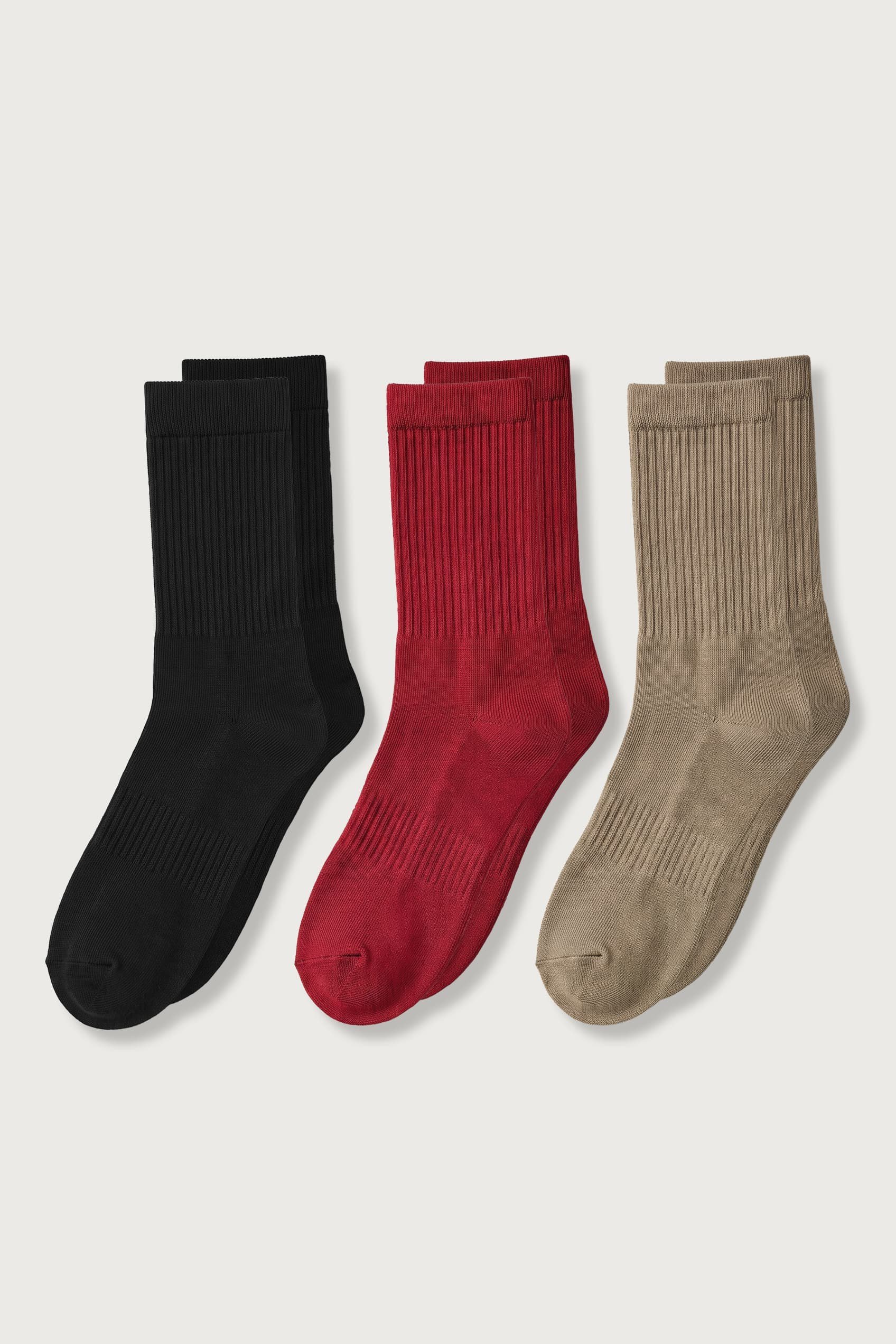 Unisex 3'Lü Çok Renkli Basic Ribanalı Pamuklu Çorap Siyah