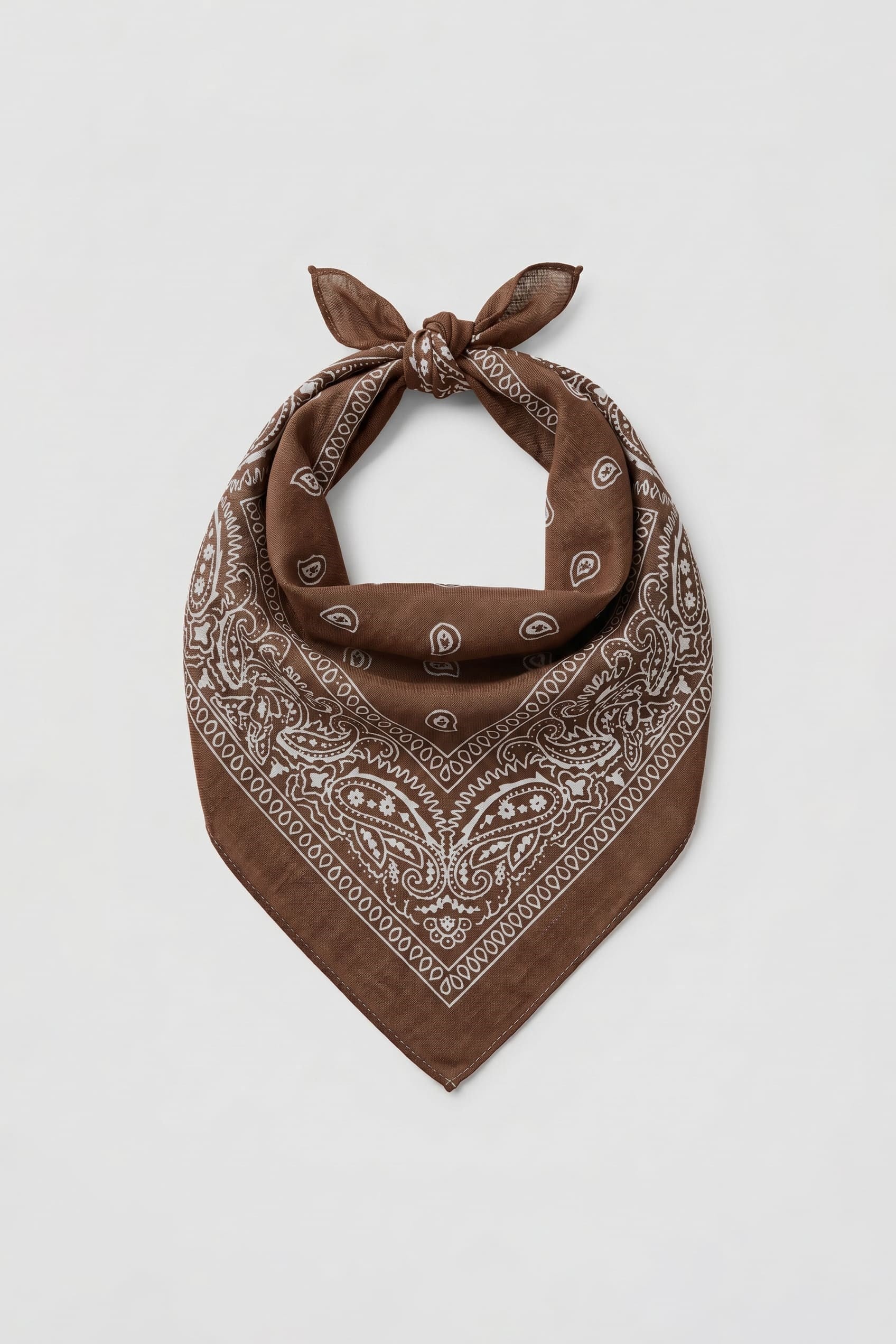 Unisex Etnik Desenli Bandana Kahverengi